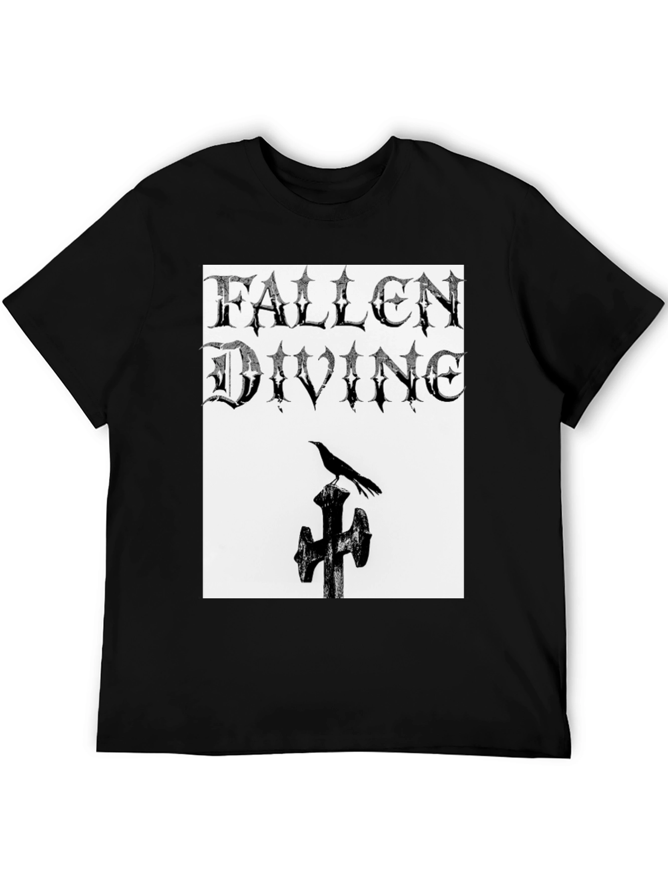 Fallen Divine Crow Graphic Tee - Gothic Style