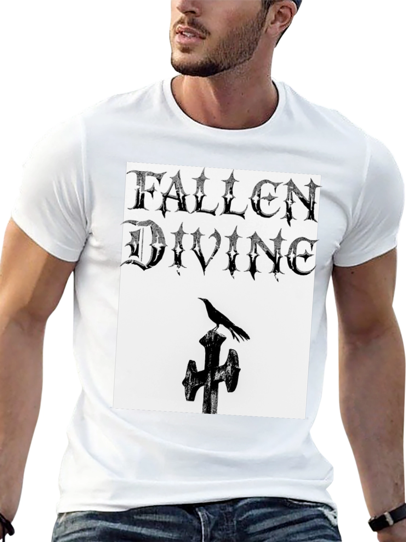Fallen Divine Crow Graphic Tee - Gothic Style