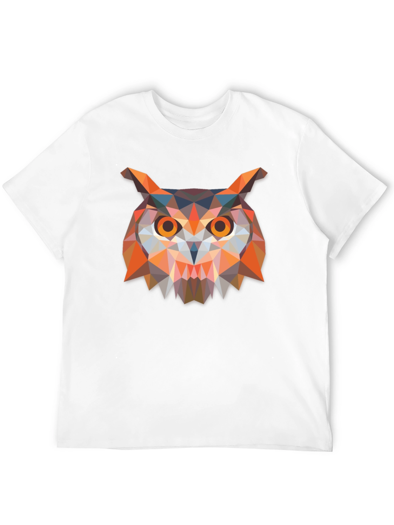 Geometric Owl Print Black T-Shirt