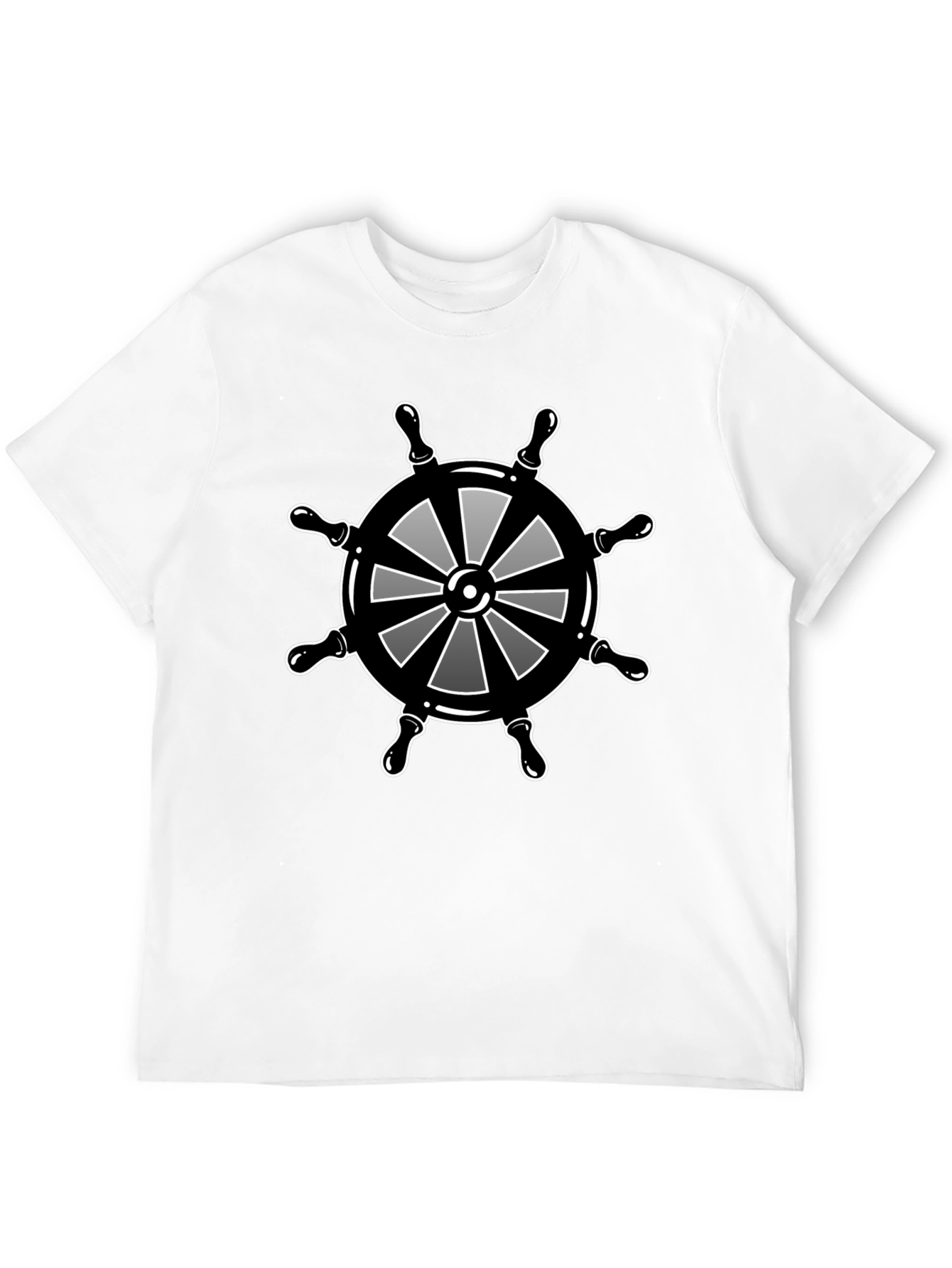 Nautical Wheel Graphic Black T-Shirt