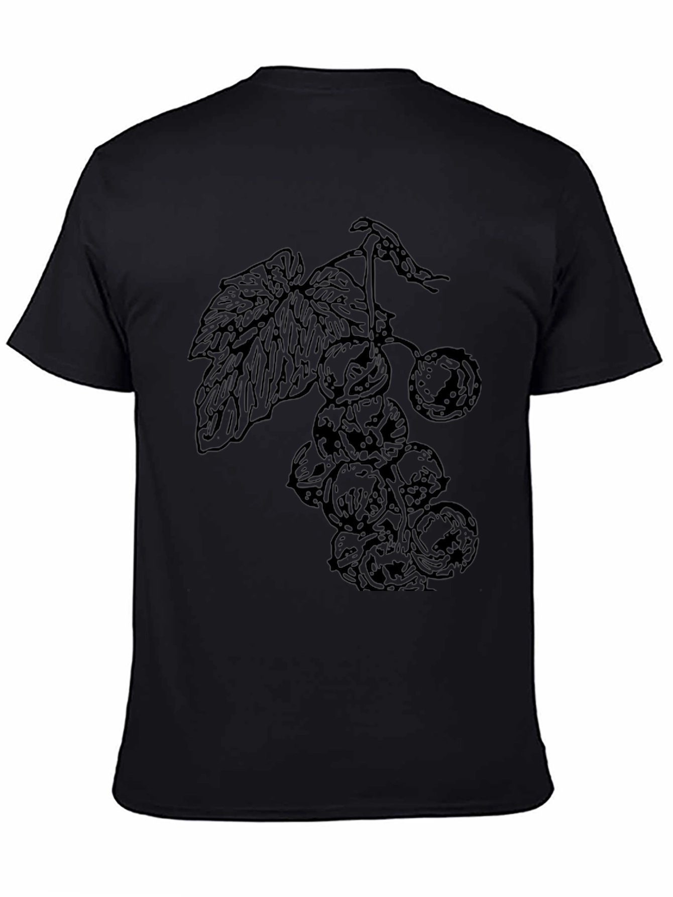 Black T-Shirt with Berry Print