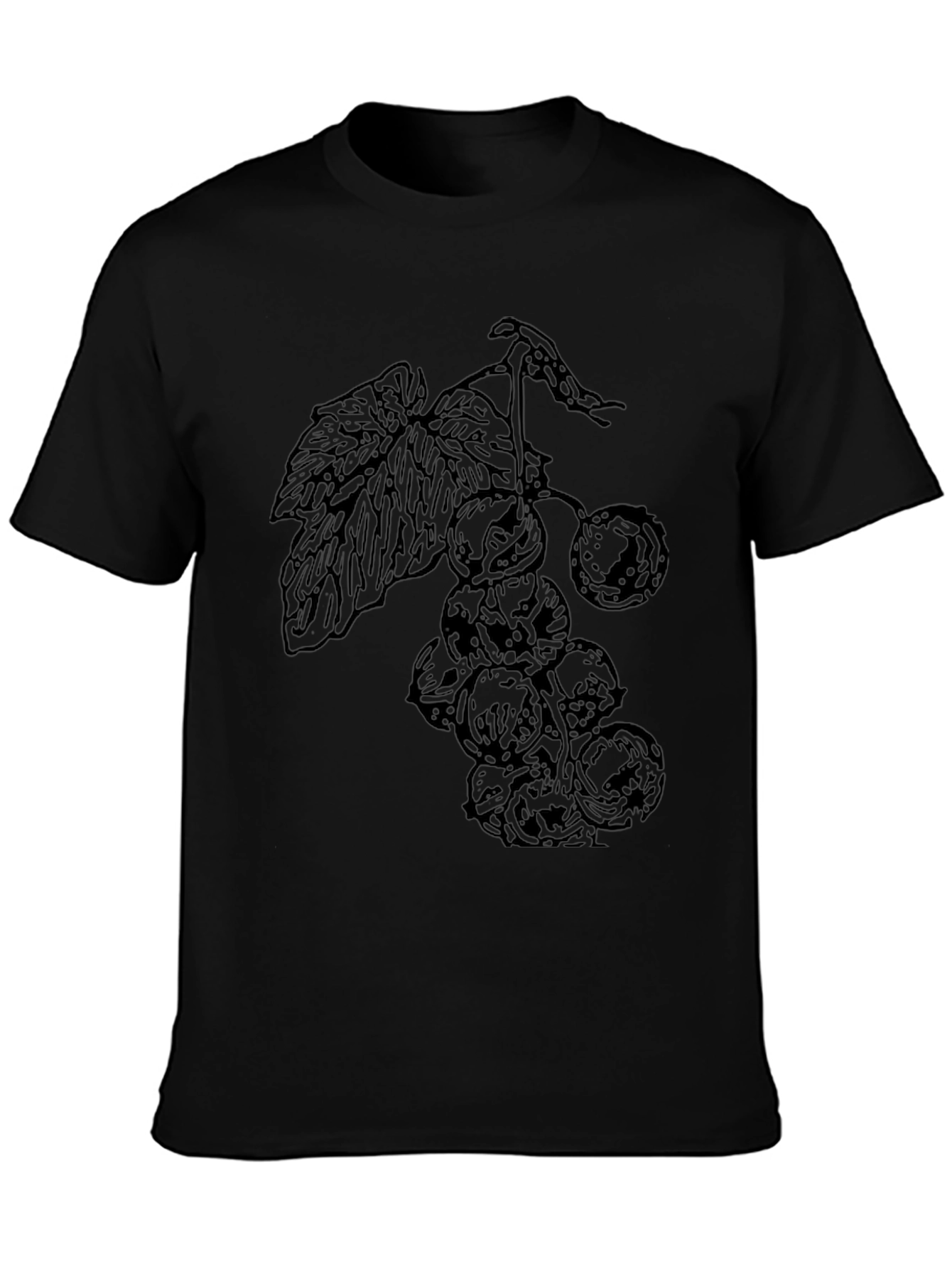 Black T-Shirt with Berry Print