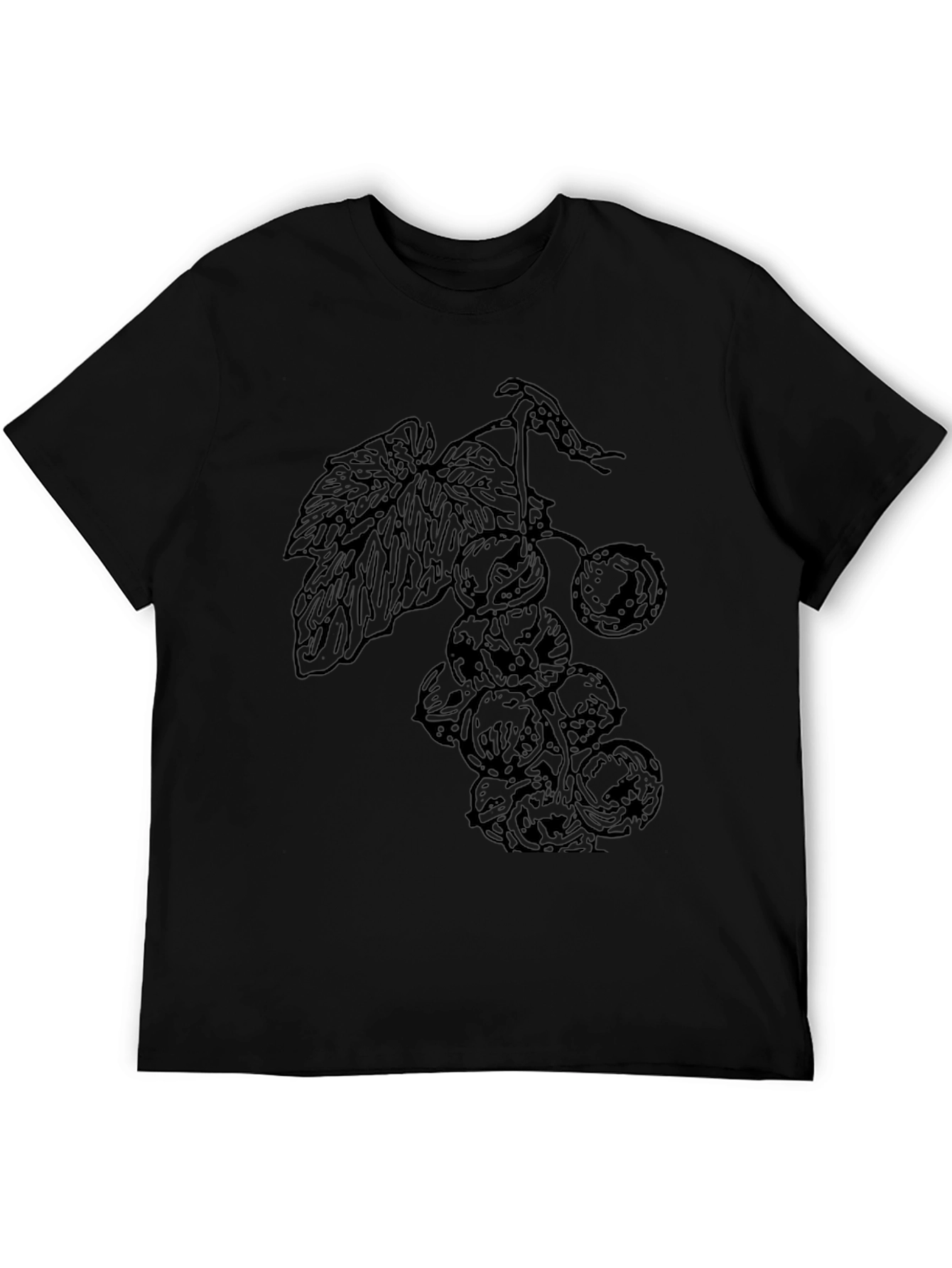Black T-Shirt with Berry Print
