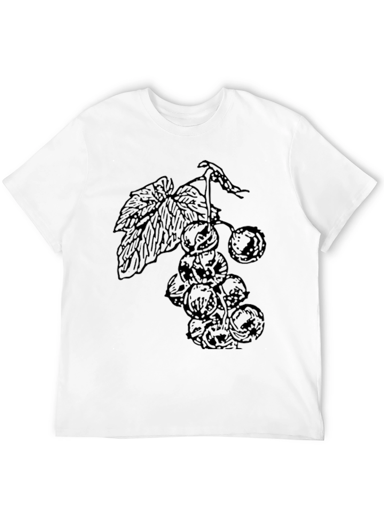 Black T-Shirt with Berry Print