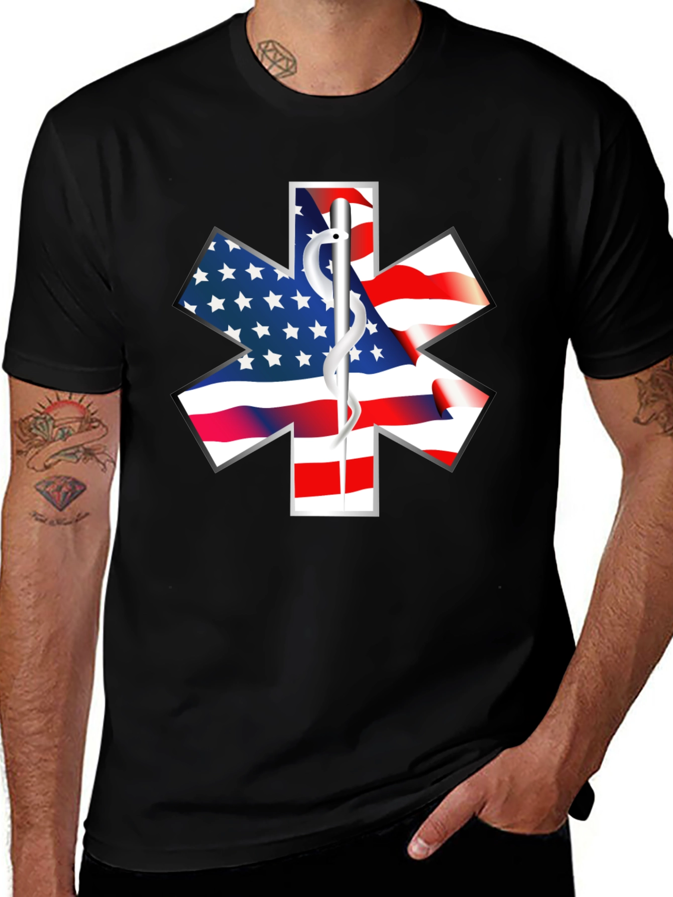 American Flag Star of Life Black T-Shirt