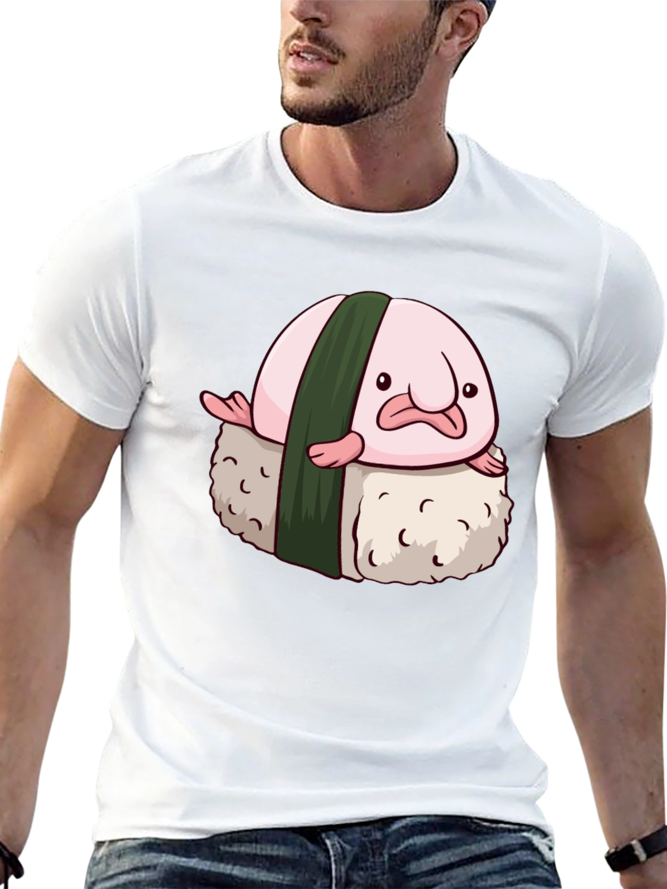 Blobfish Sushi Graphic Tee - Black Cotton Blend