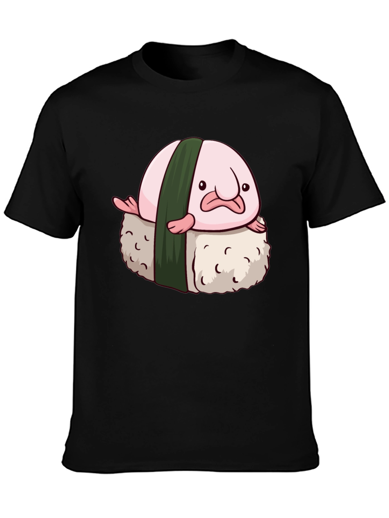 Blobfish Sushi Graphic Tee - Black Cotton Blend