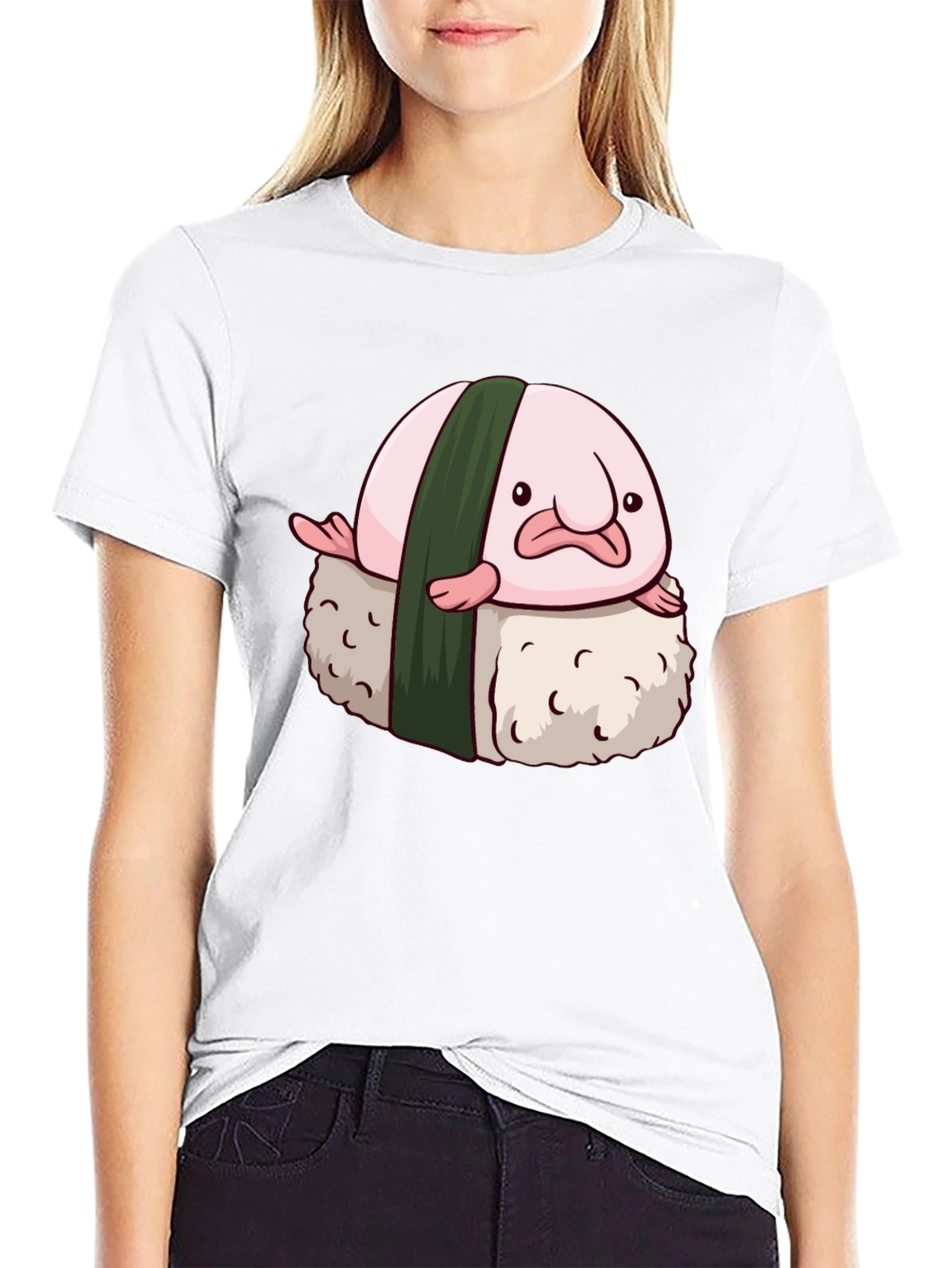 Blobfish Sushi Graphic Tee - Black Cotton Blend