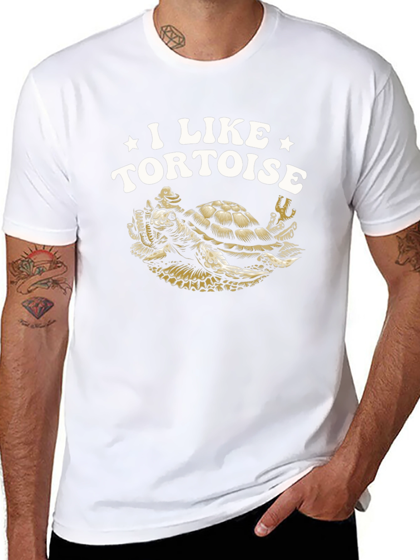 I Like Tortoise Black Cotton T-Shirt