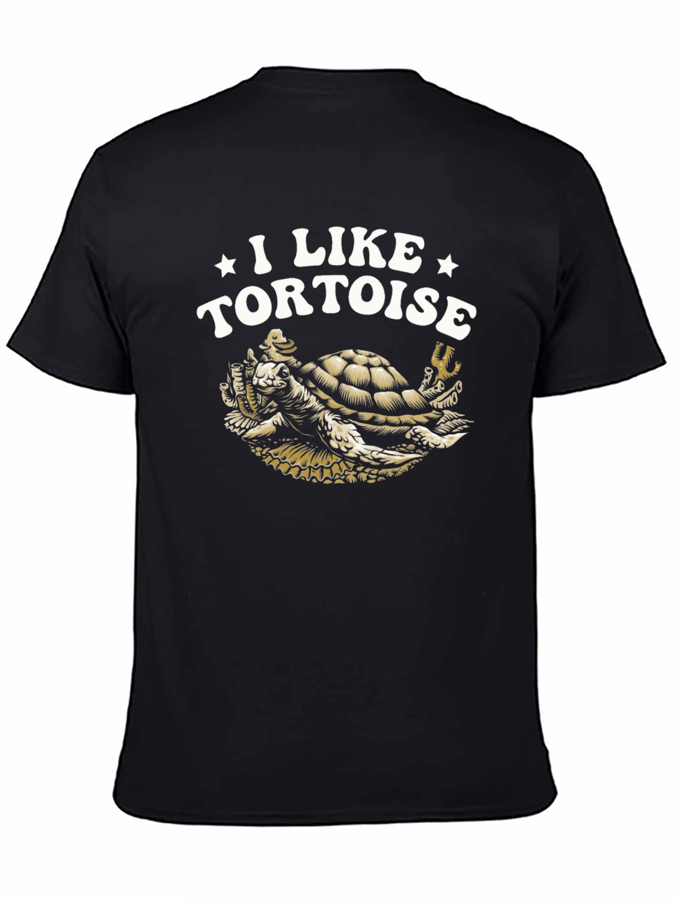 I Like Tortoise Black Cotton T-Shirt