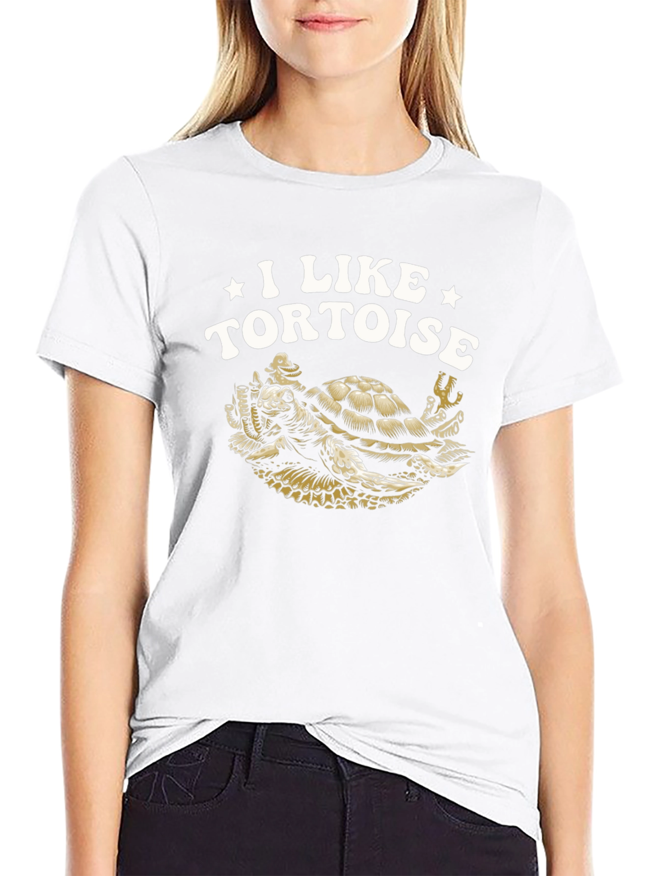 I Like Tortoise Black Cotton T-Shirt