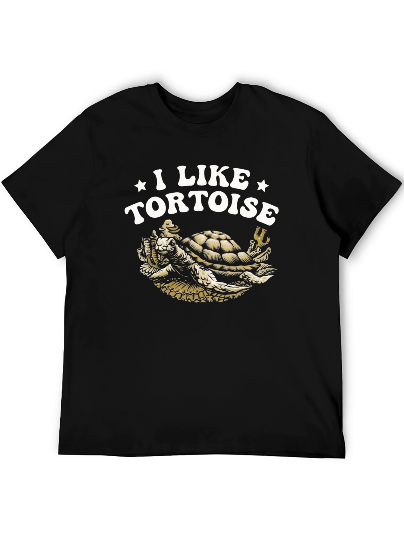 I Like Tortoise Black Cotton T-Shirt