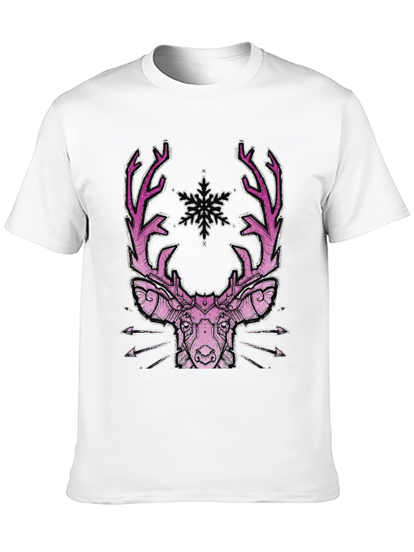 Geometric Deer Graphic Tee - Black