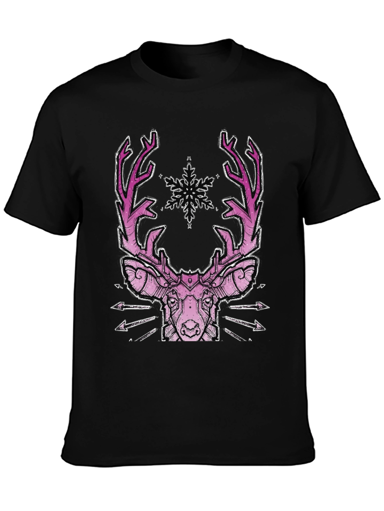 Geometric Deer Graphic Tee - Black