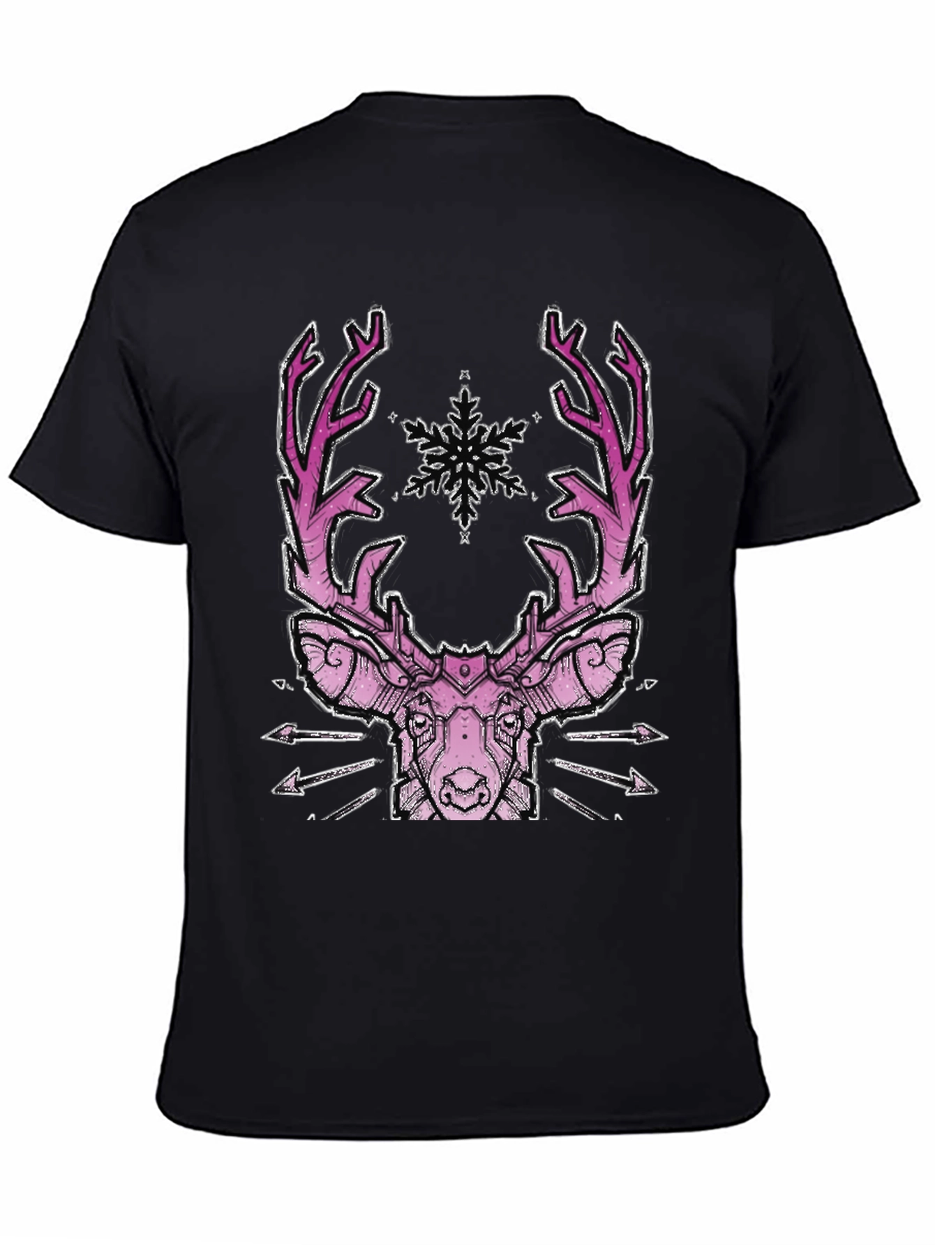 Geometric Deer Graphic Tee - Black