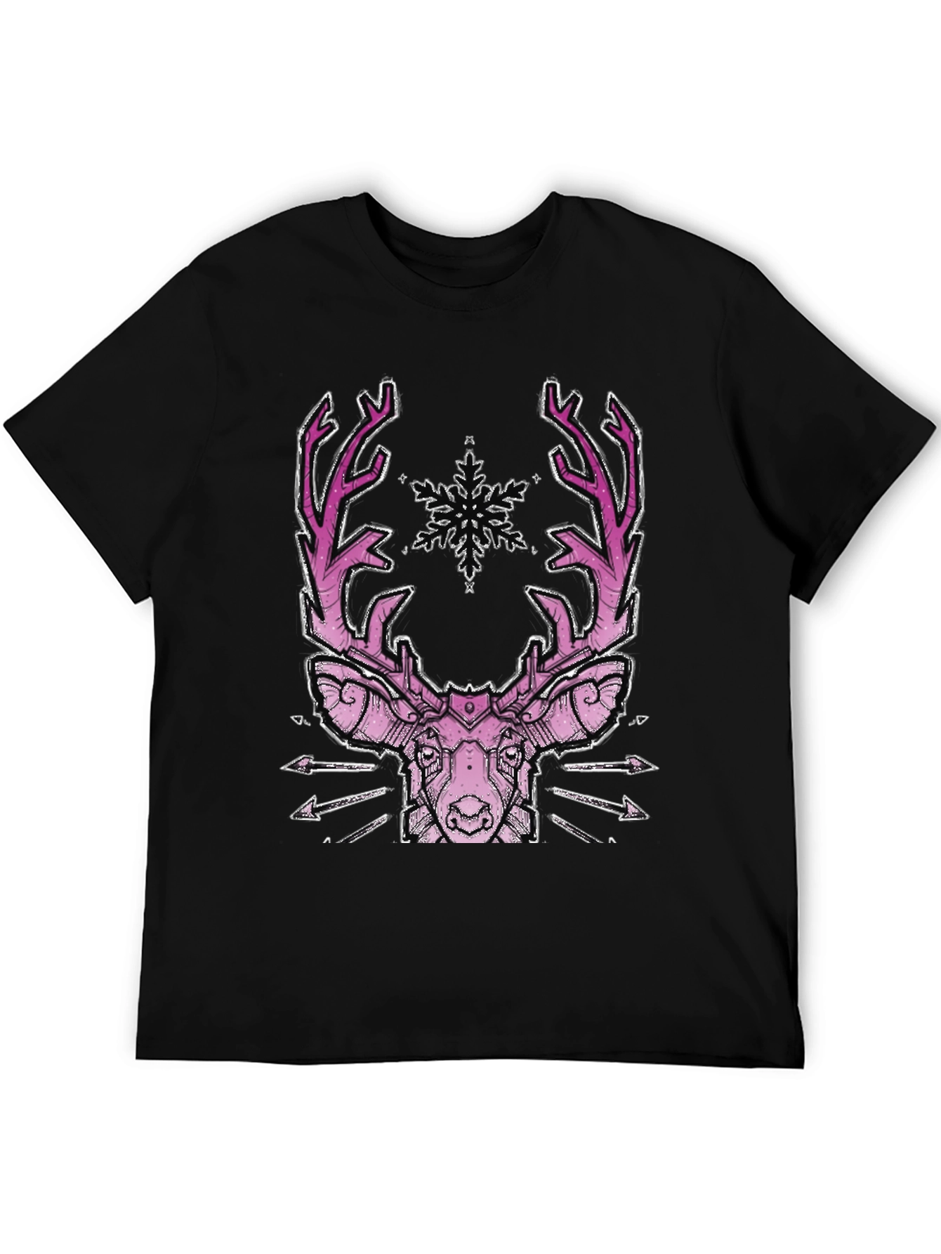 Geometric Deer Graphic Tee - Black