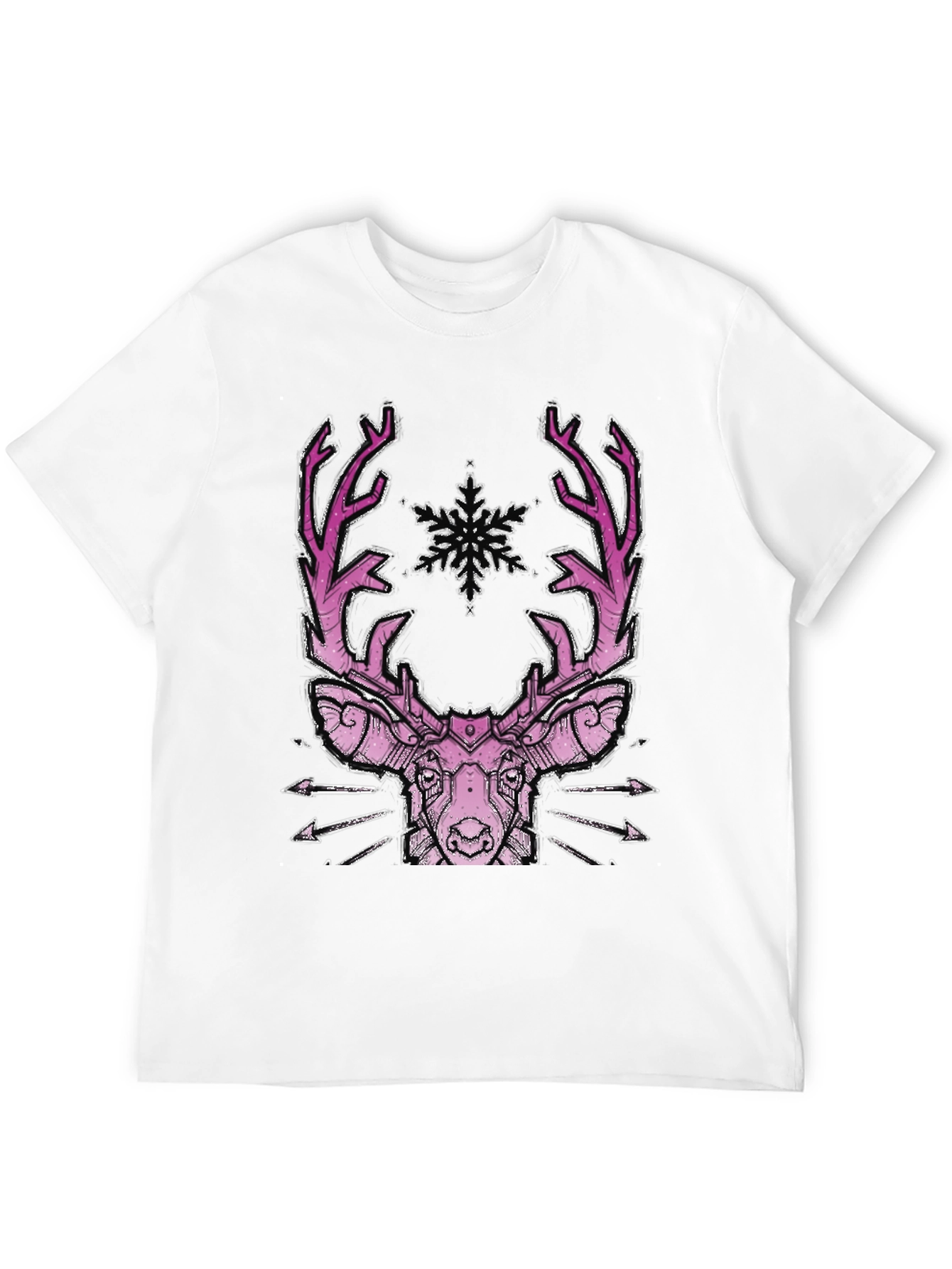 Geometric Deer Graphic Tee - Black