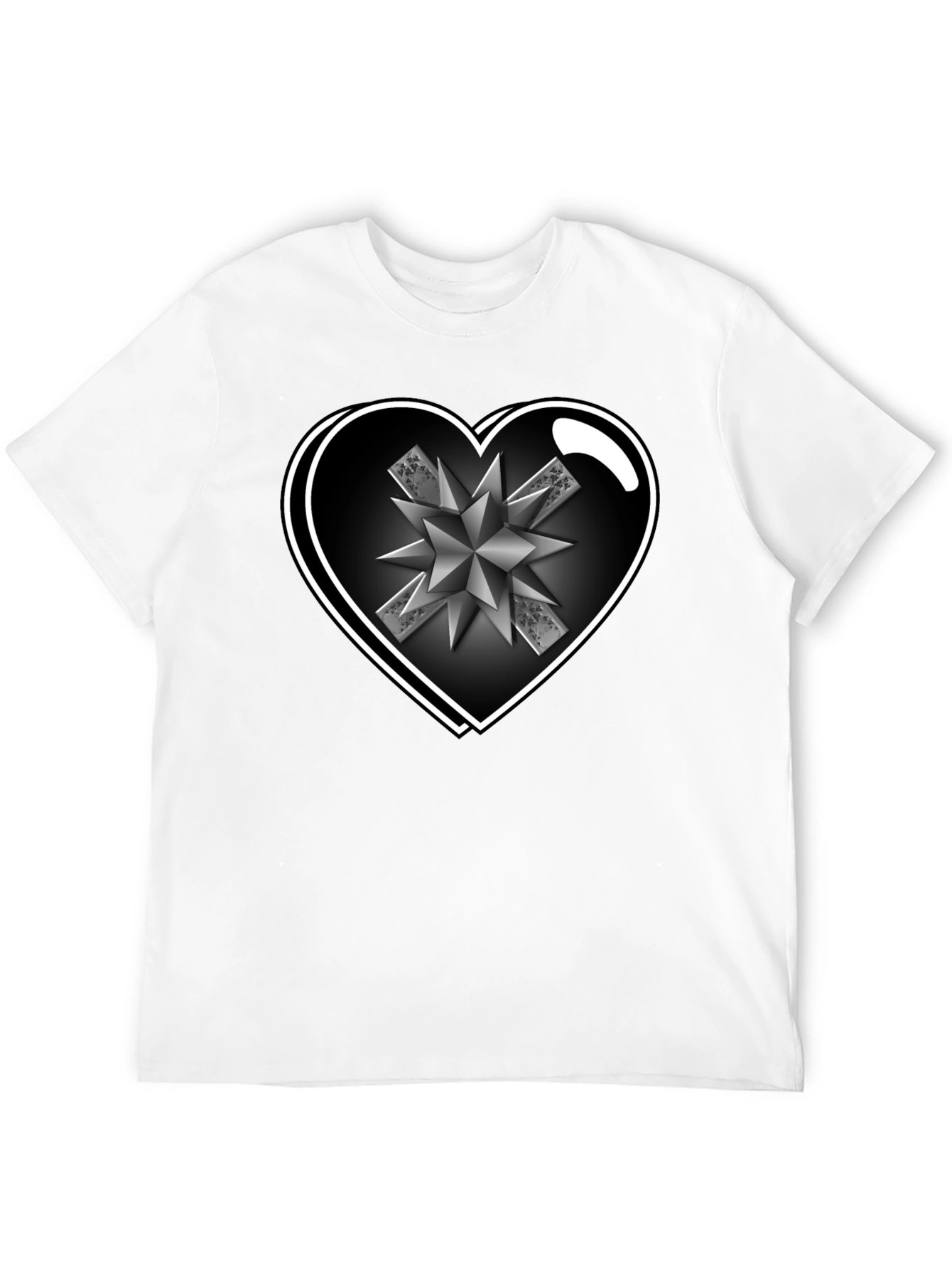 Heart Starburst Mens Black T-Shirt