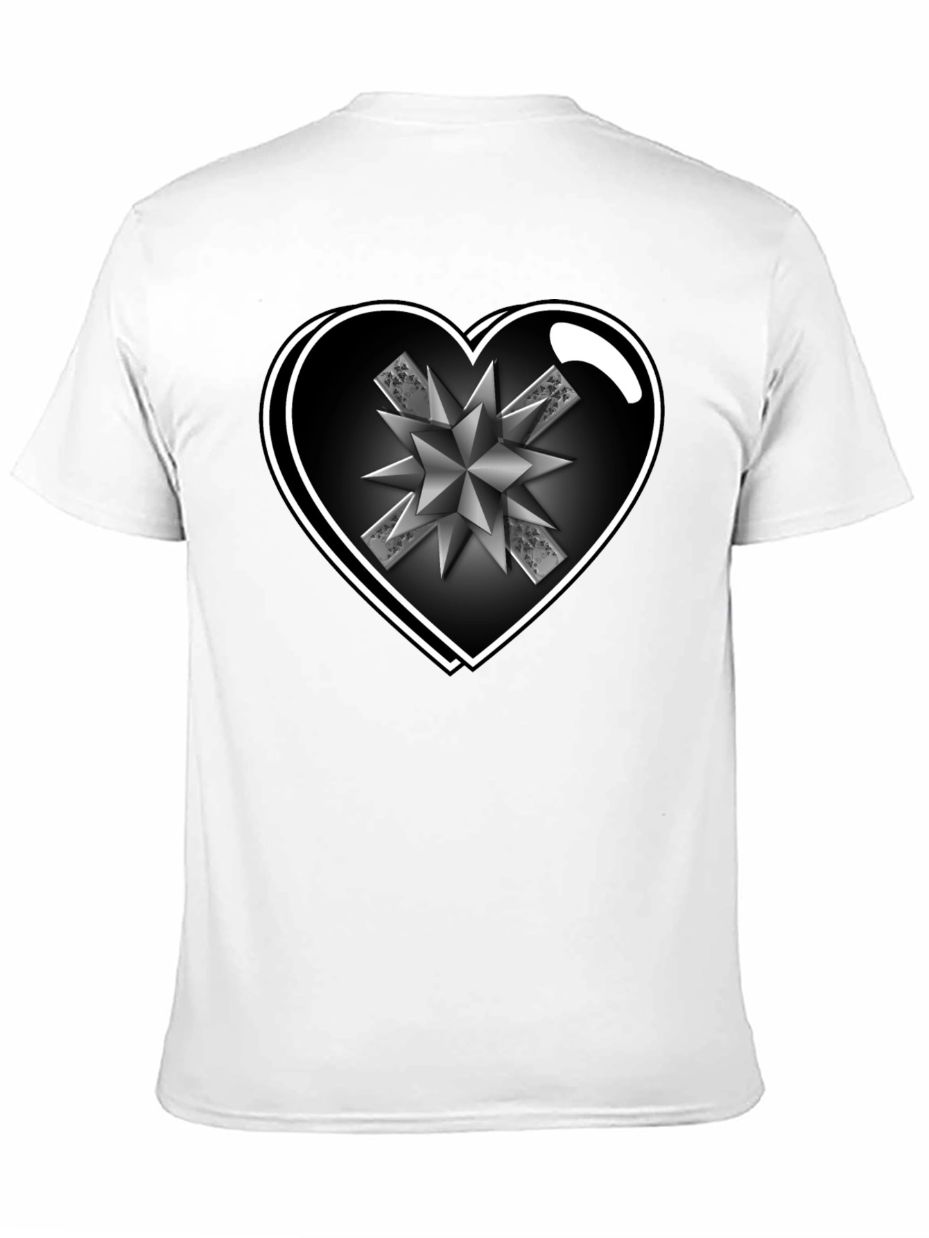 Heart Starburst Mens Black T-Shirt