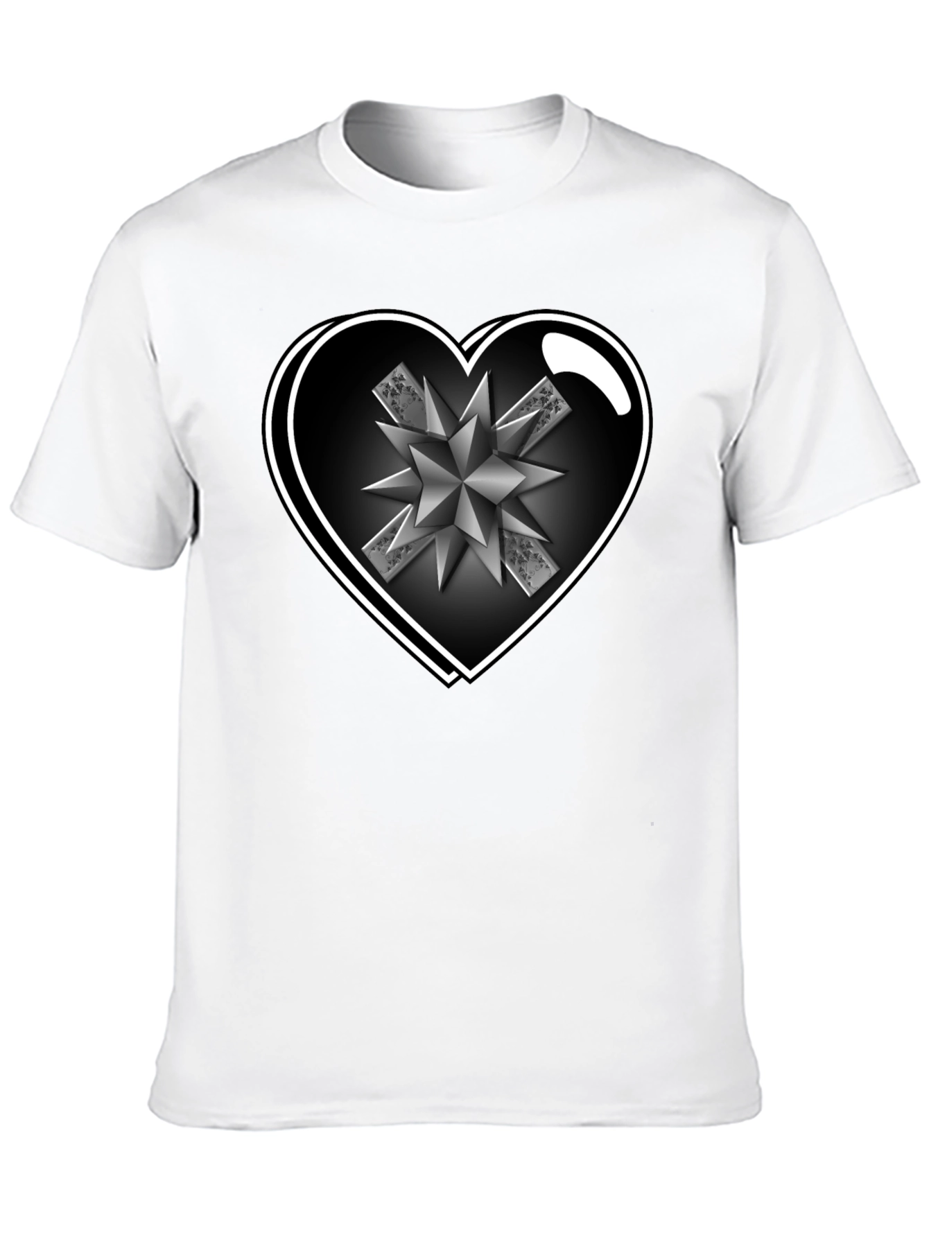 Heart Starburst Mens Black T-Shirt