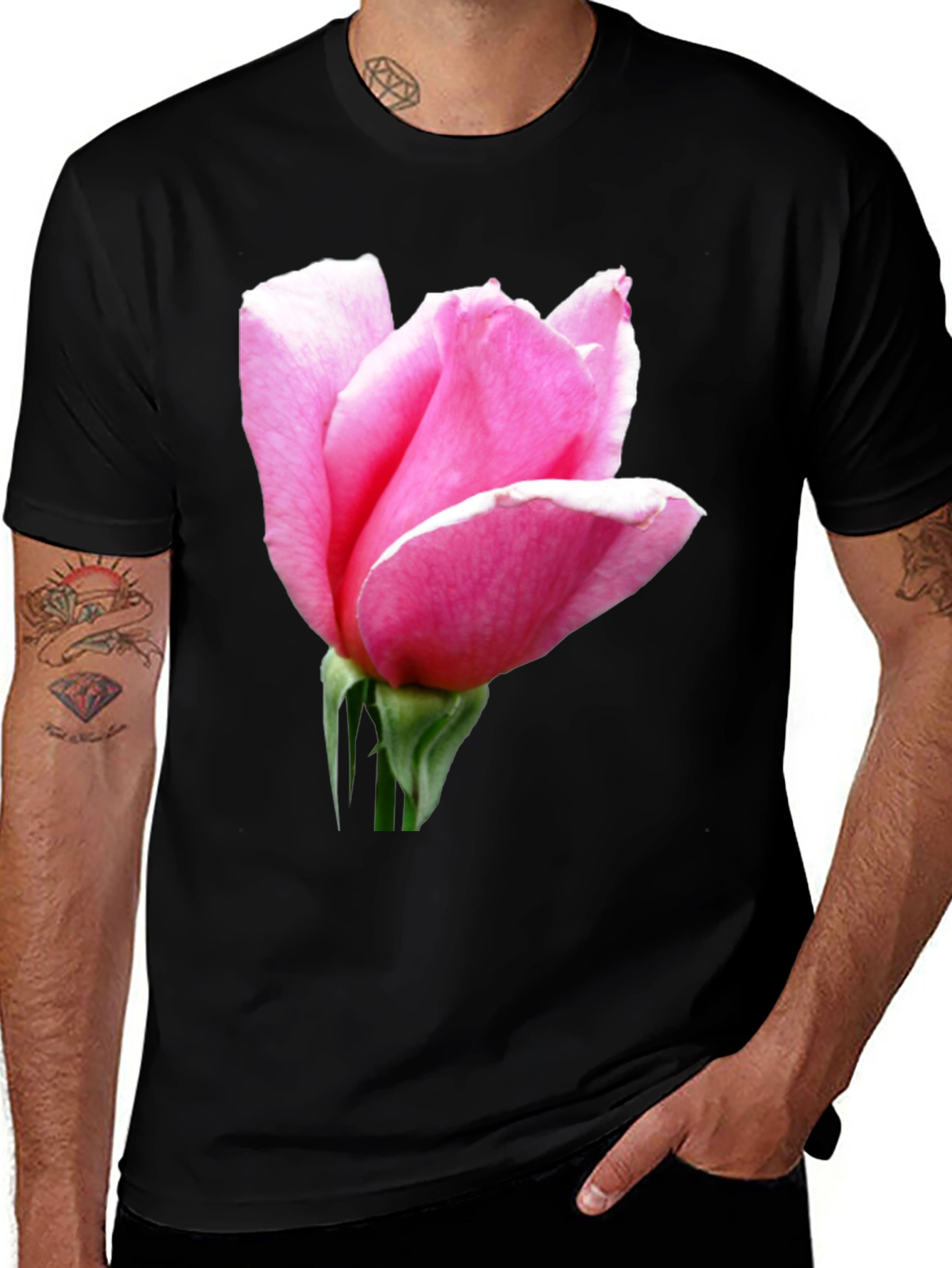 Pink Rose Graphic Tee - Soft Cotton Blend