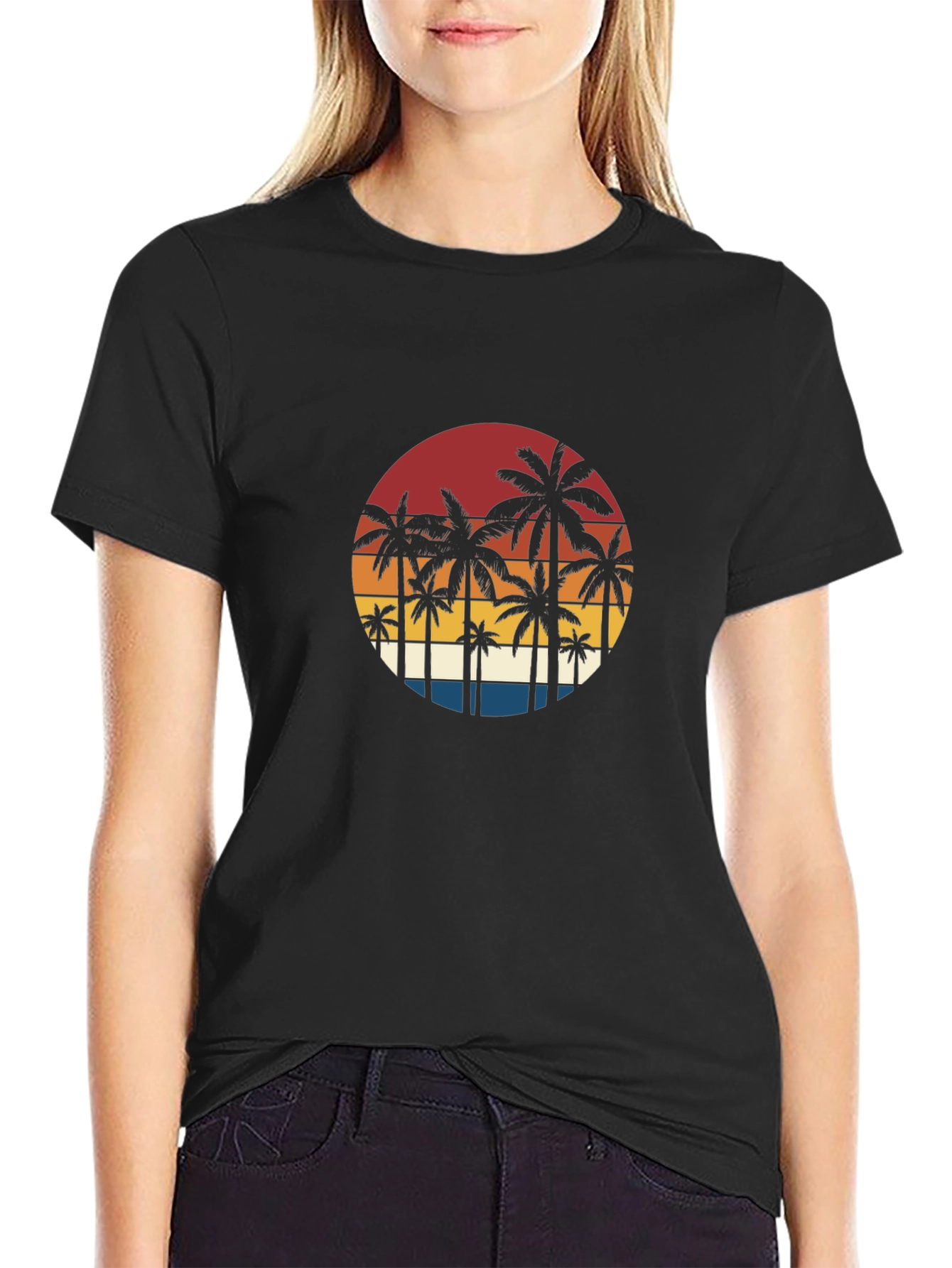 Retro Palm Tree Sunset Graphic Tee