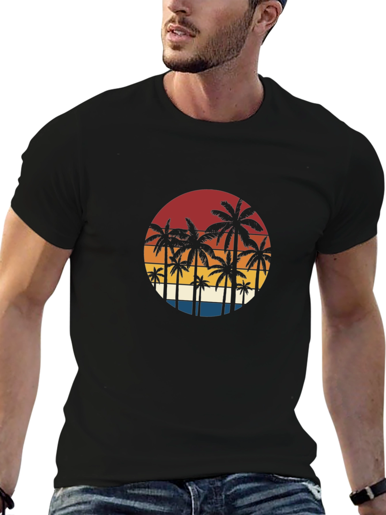 Retro Palm Tree Sunset Graphic Tee