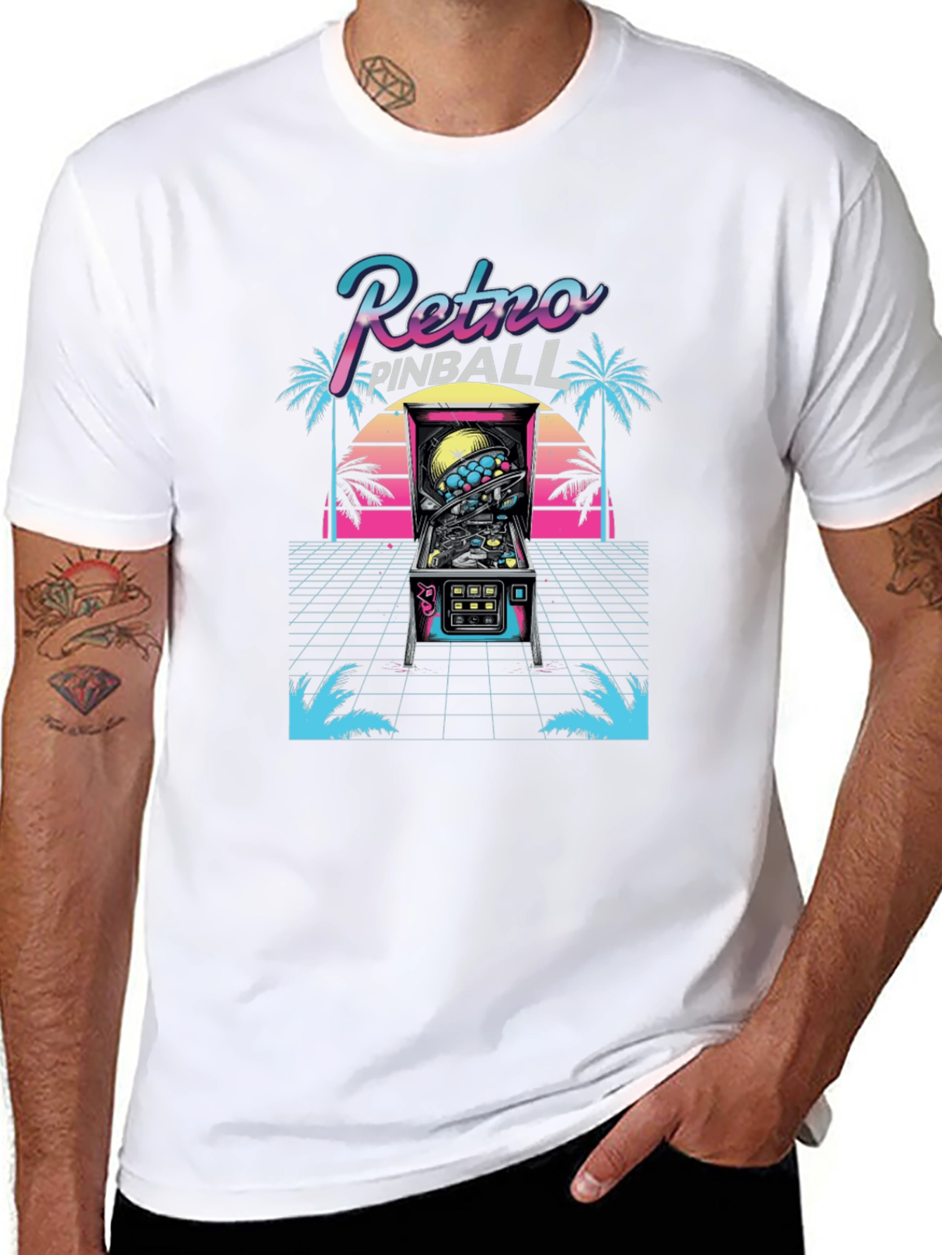Retro Pinball T-Shirt - 80s Arcade Style