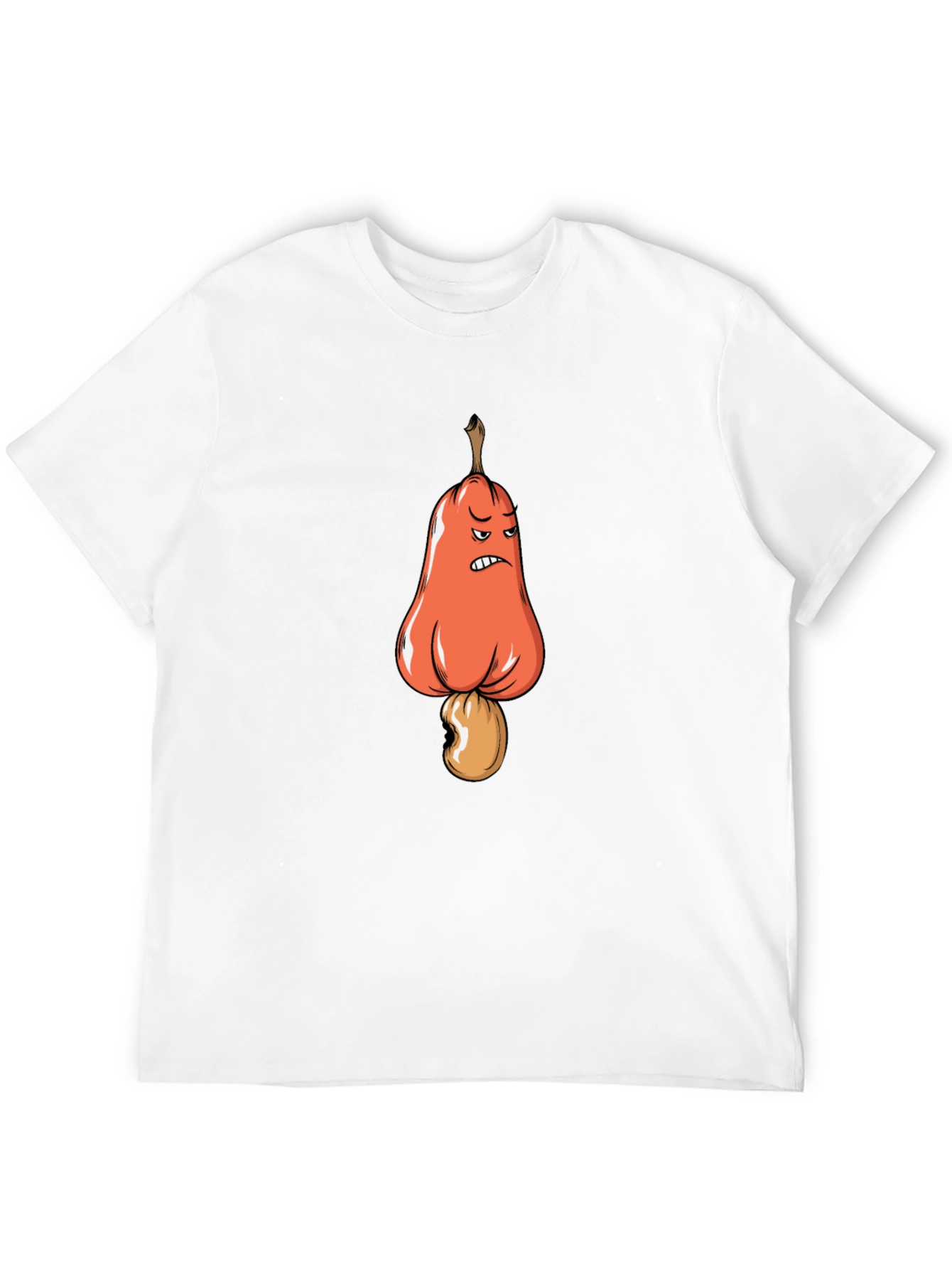 Angry Cashew Cartoon Graphic Black T-Shirt