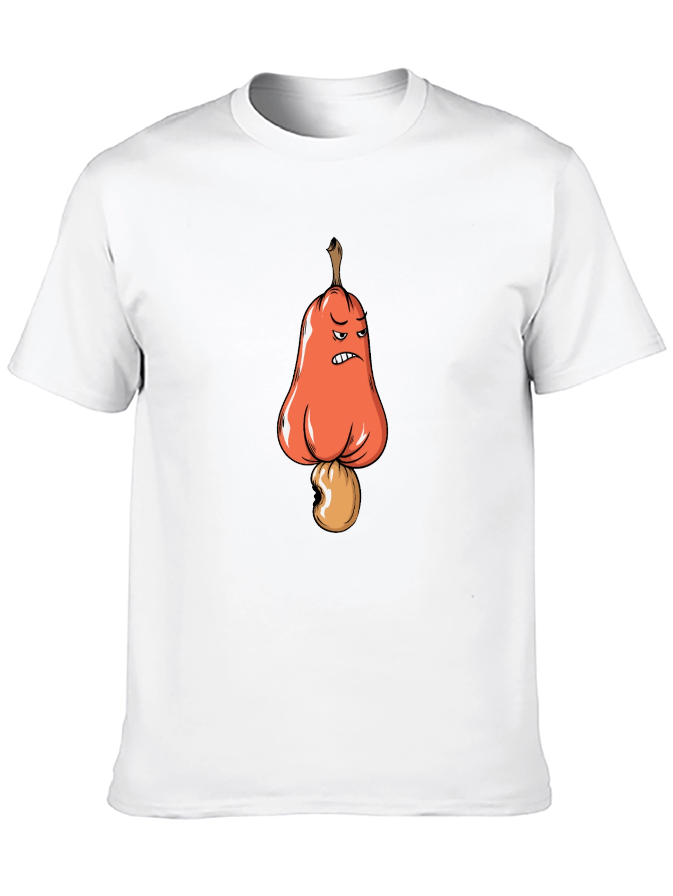 Angry Cashew Cartoon Graphic Black T-Shirt