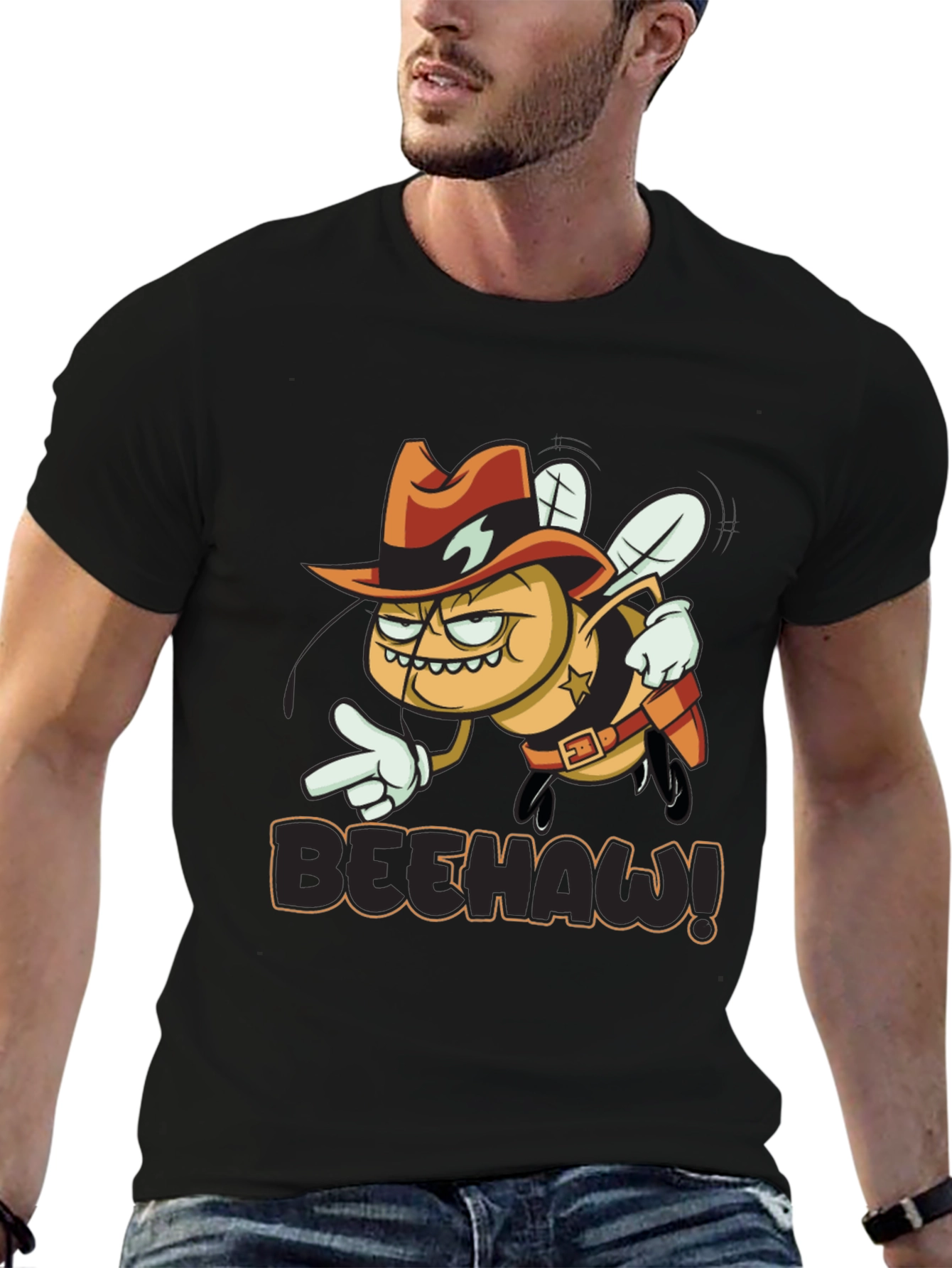 Beehaw Graphic T-Shirt - Western Sheriff Bee Design