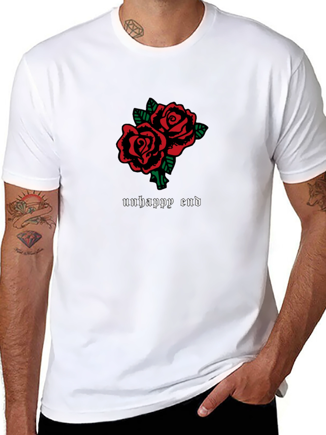 Unhappy End Roses Graphic T-Shirt - Black