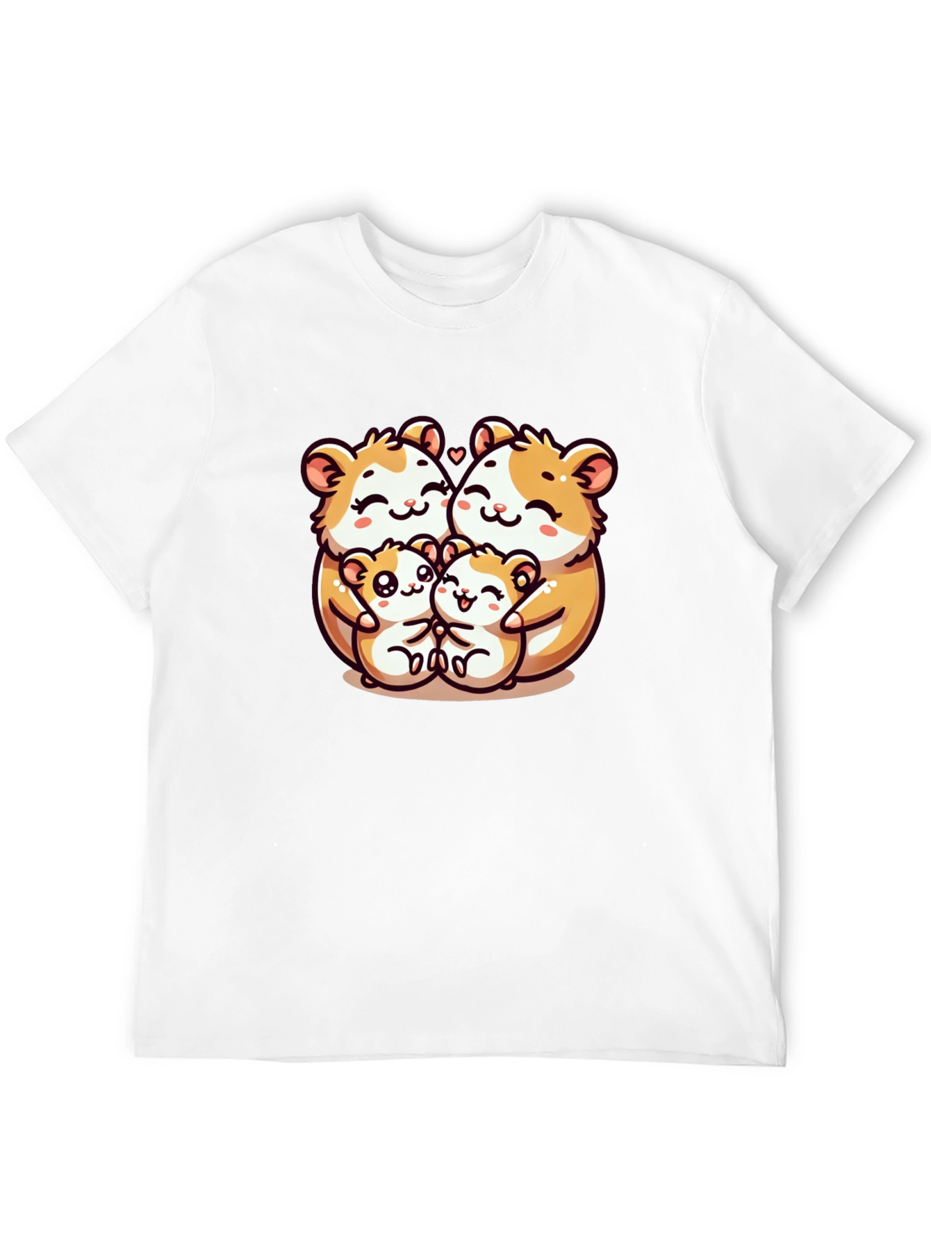 Cute Hamster Family Graphic Tee - Black