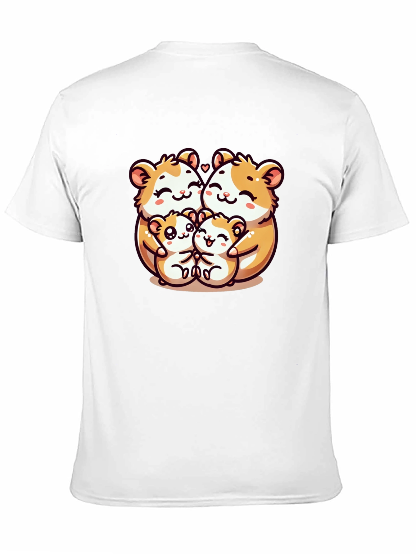 Cute Hamster Family Graphic Tee - Black