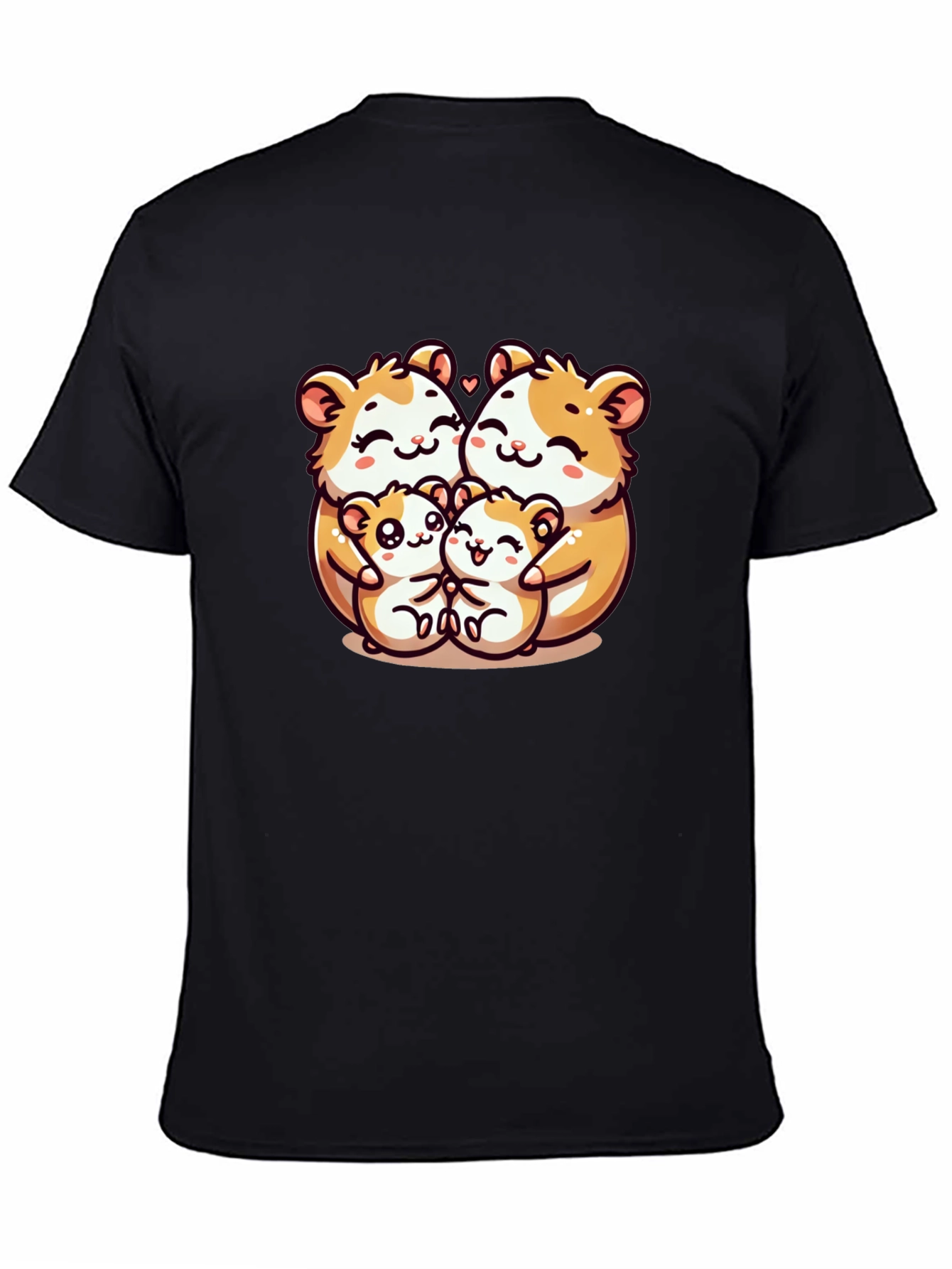 Cute Hamster Family Graphic Tee - Black