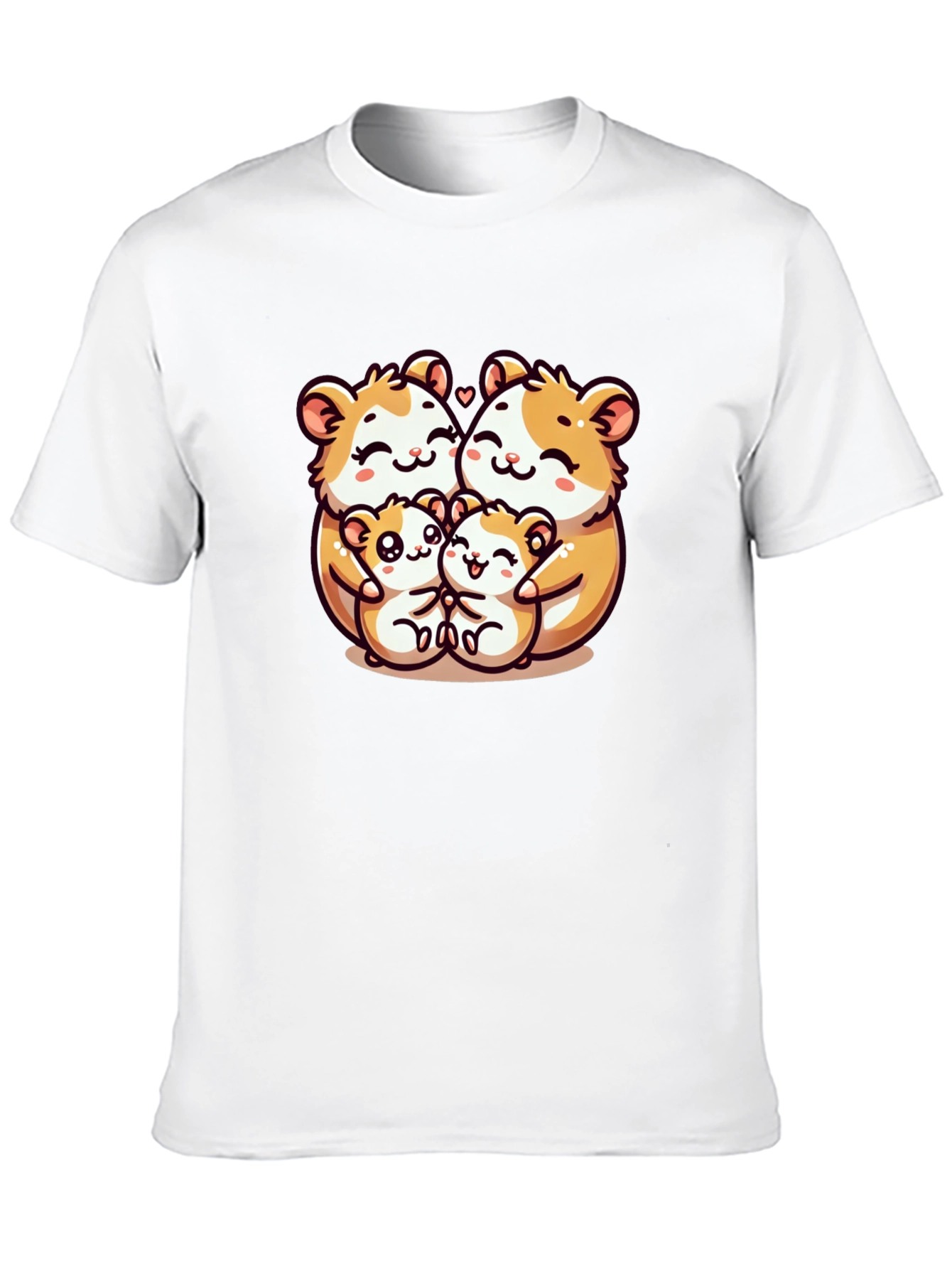 Cute Hamster Family Graphic Tee - Black