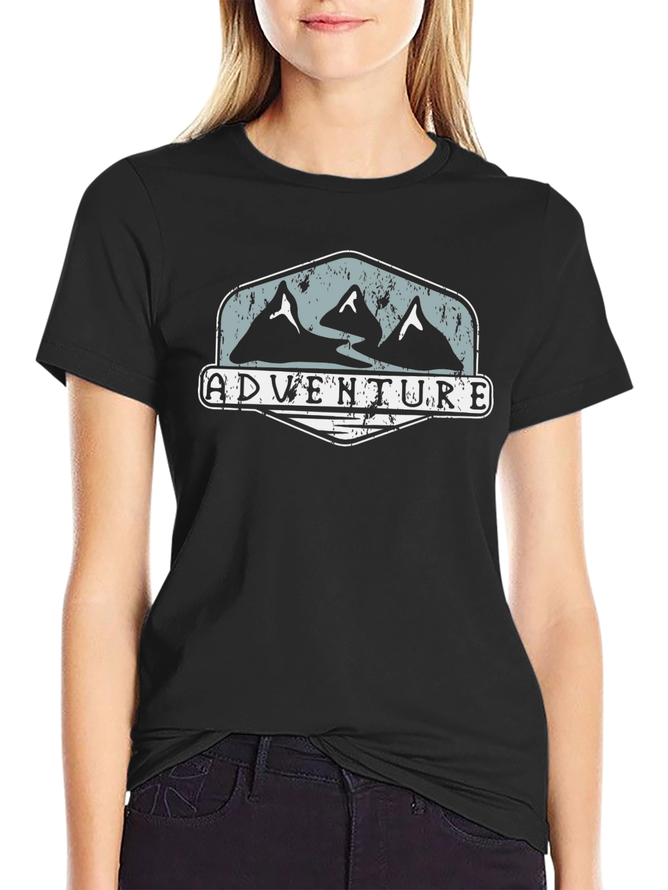Adventure Graphic Tee - Mountain Design Black Shirt
