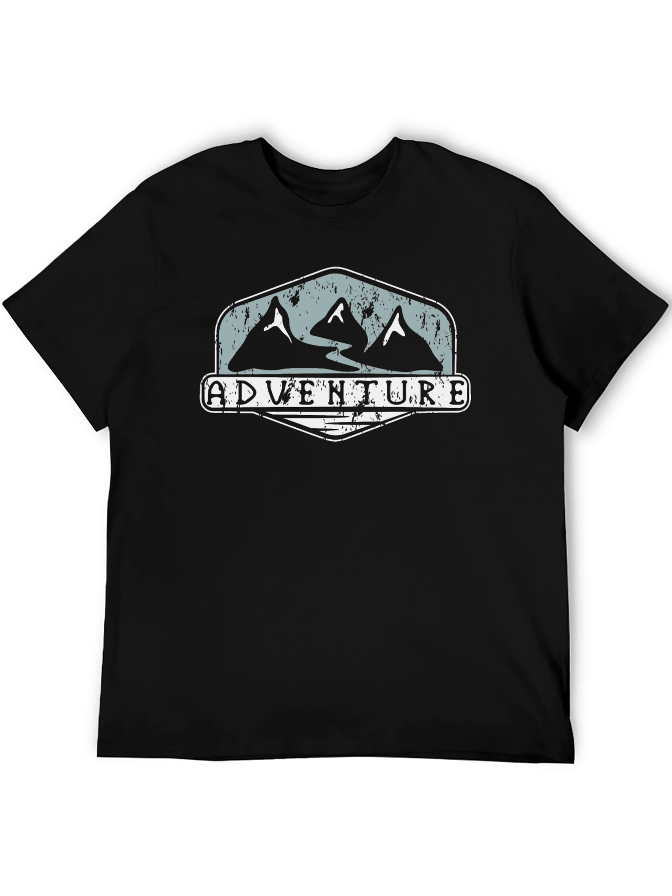 Adventure Graphic Tee - Mountain Design Black Shirt