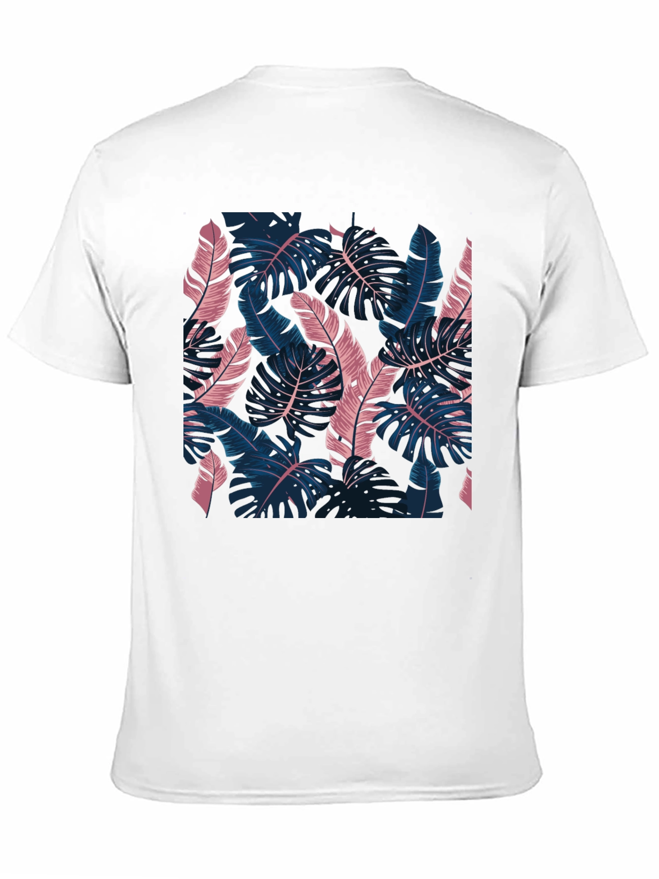 Tropical Leaf Print Black T-Shirt