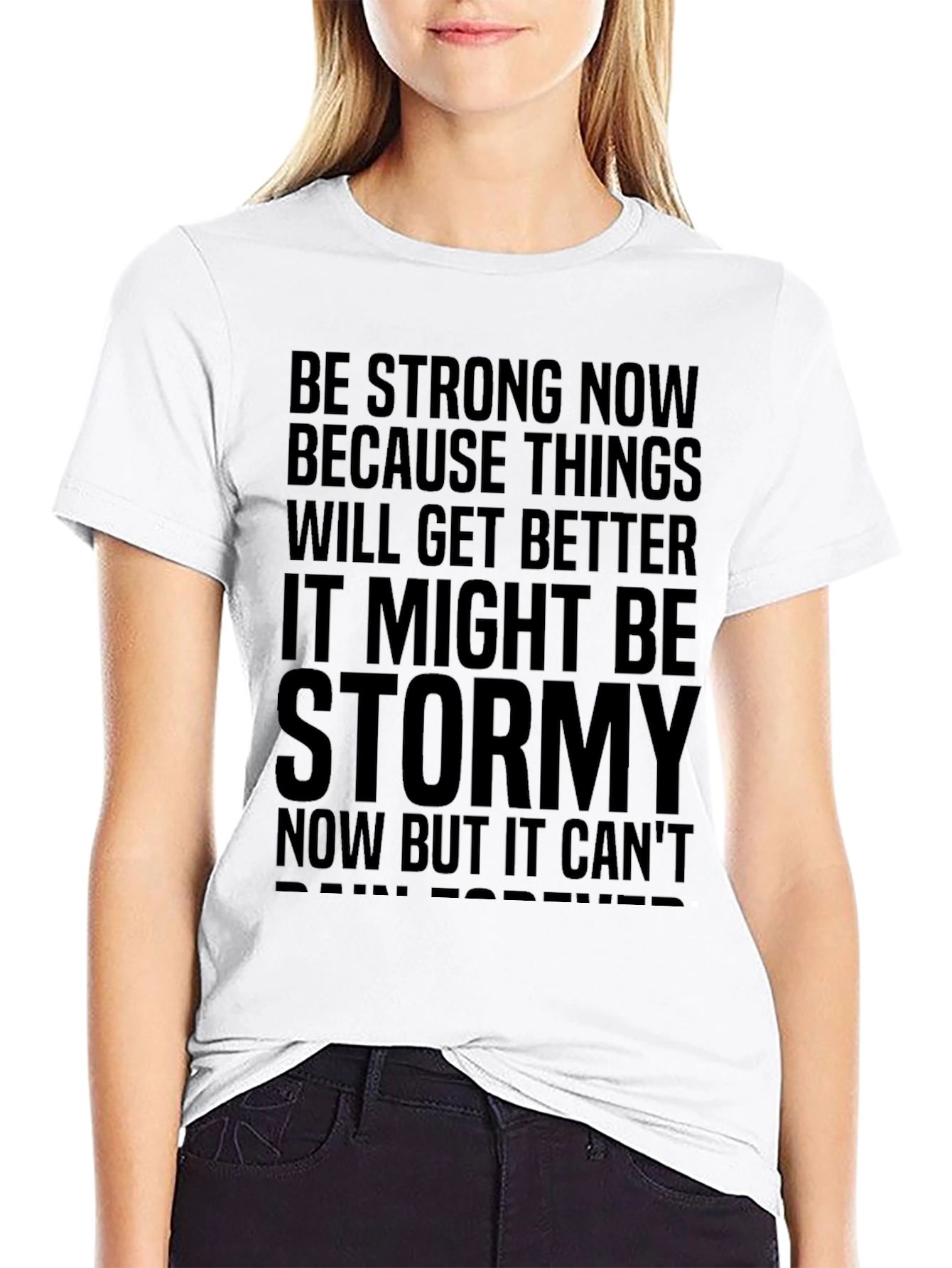 Motivational Graphic Tee - Be Strong Now Black T-Shirt