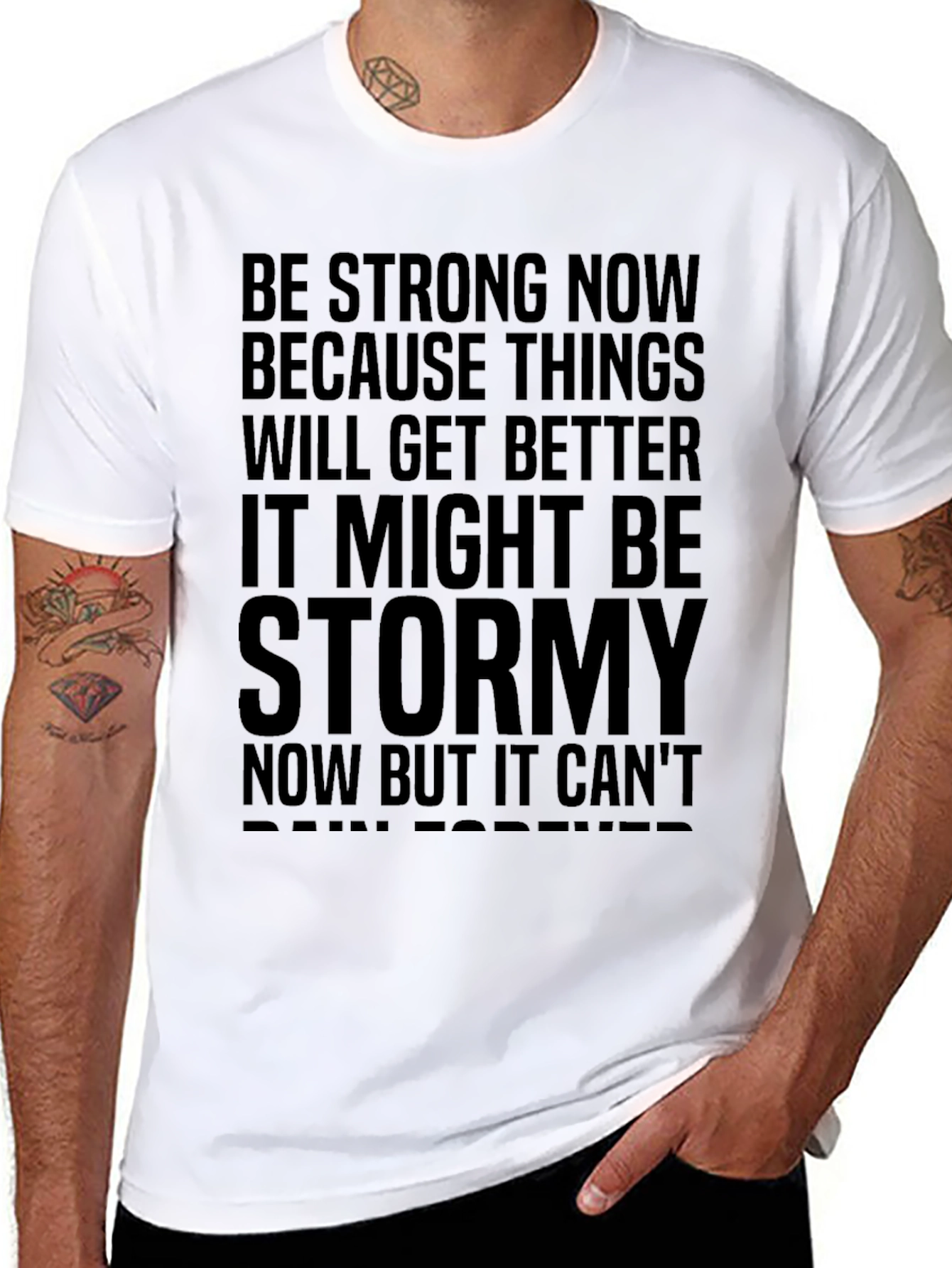 Motivational Graphic Tee - Be Strong Now Black T-Shirt