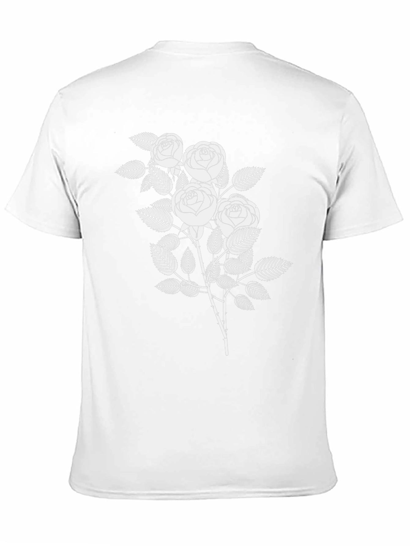 Black T-Shirt with White Rose Graphic