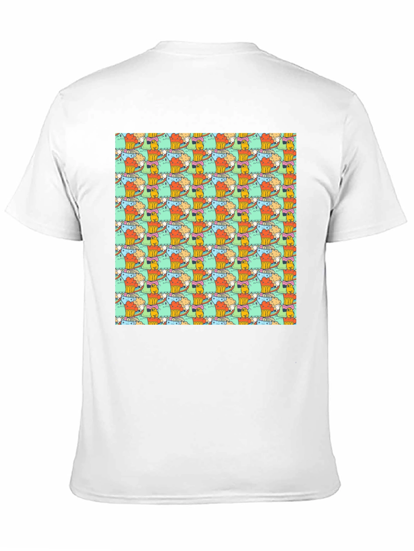 Fun Cartoon Character Pattern Black T-Shirt