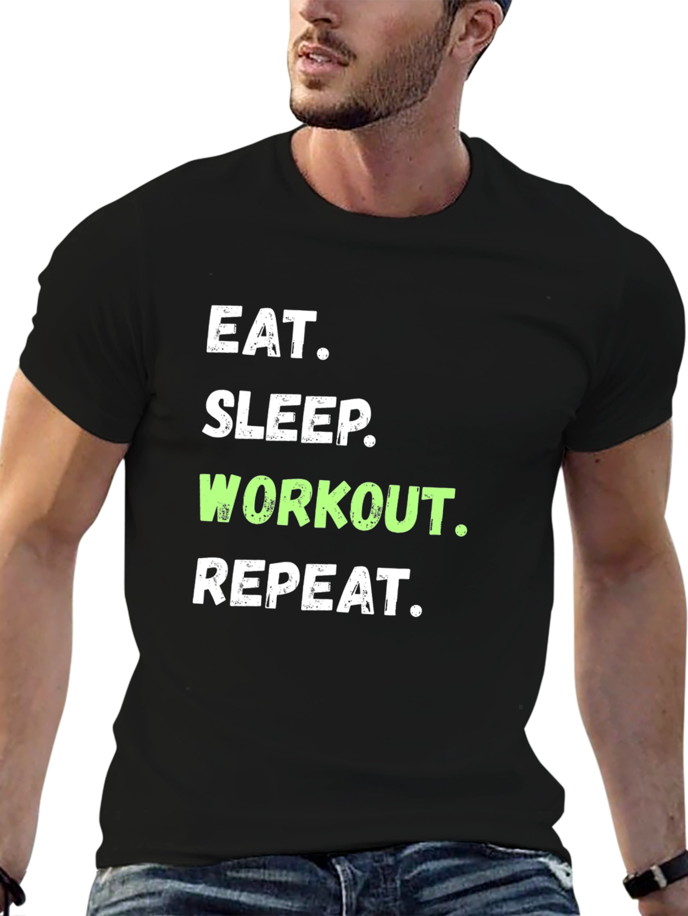 Eat Sleep Workout Repeat T-Shirt Gym Motivation