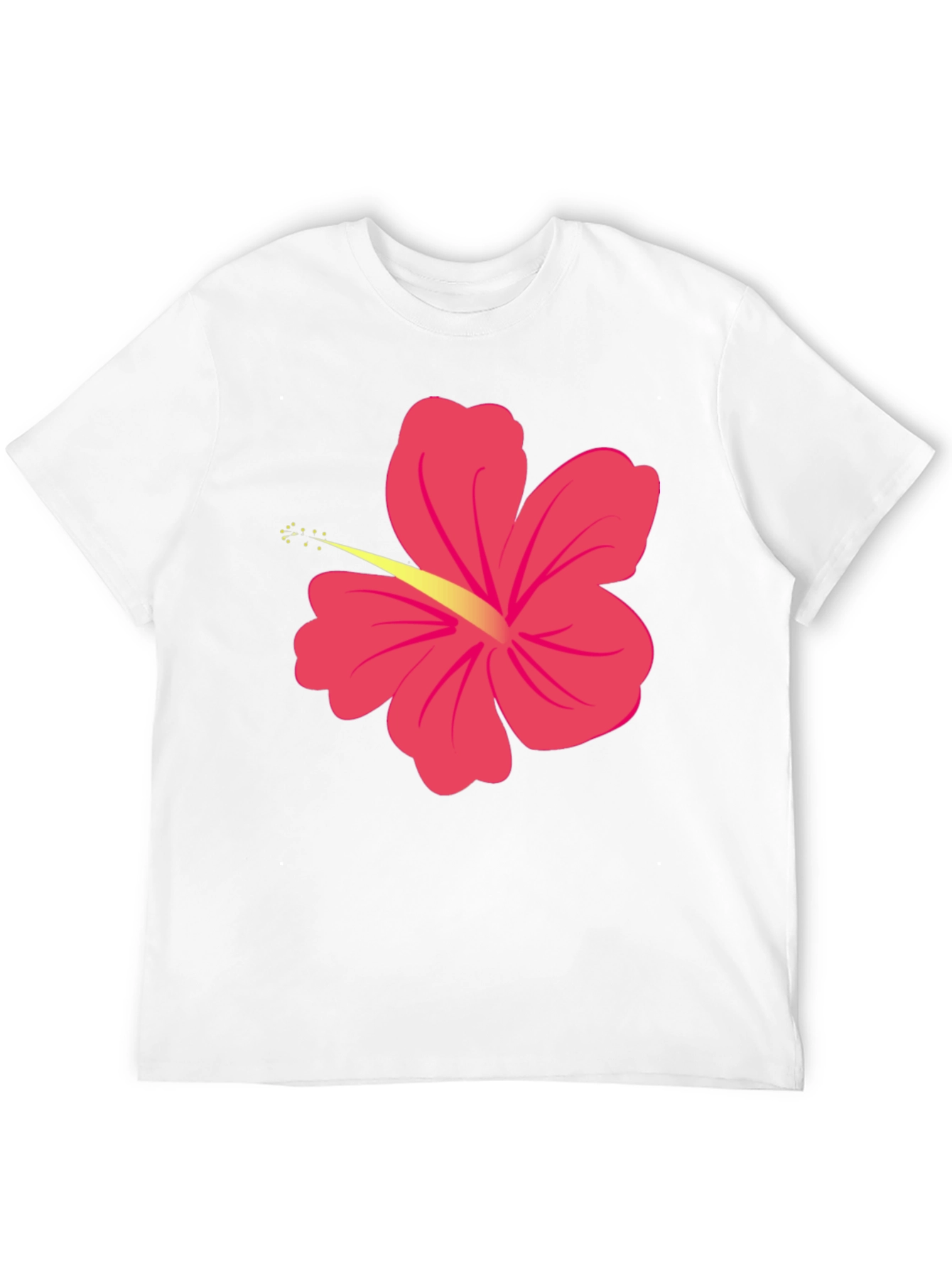 Black T-Shirt with Pink Hibiscus Flower Graphic