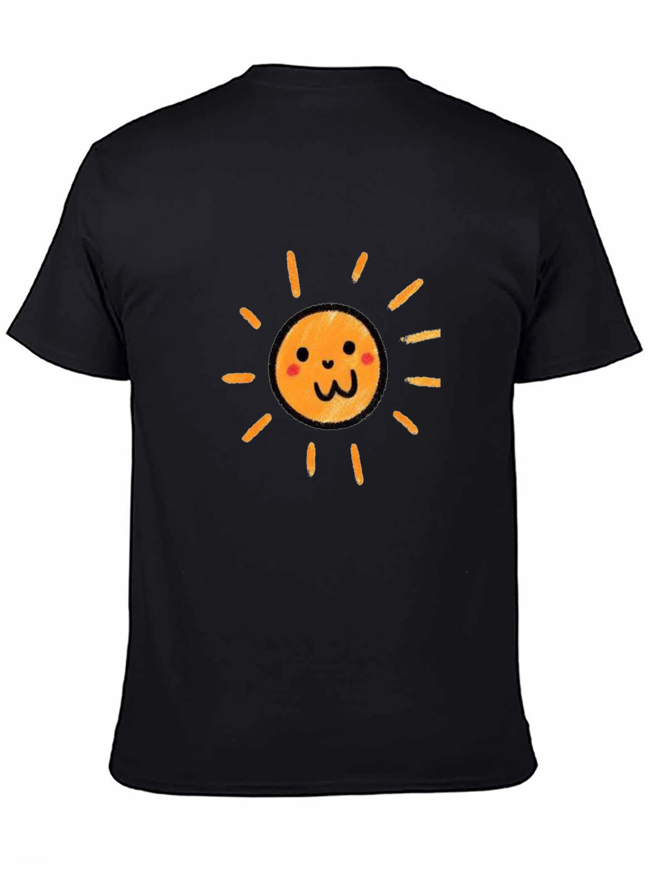 Cute Smiling Sun Graphic Black T-Shirt