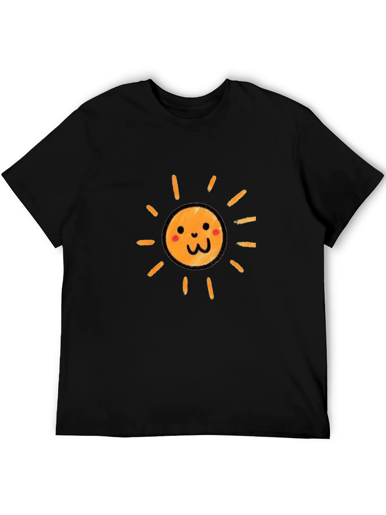 Cute Smiling Sun Graphic Black T-Shirt