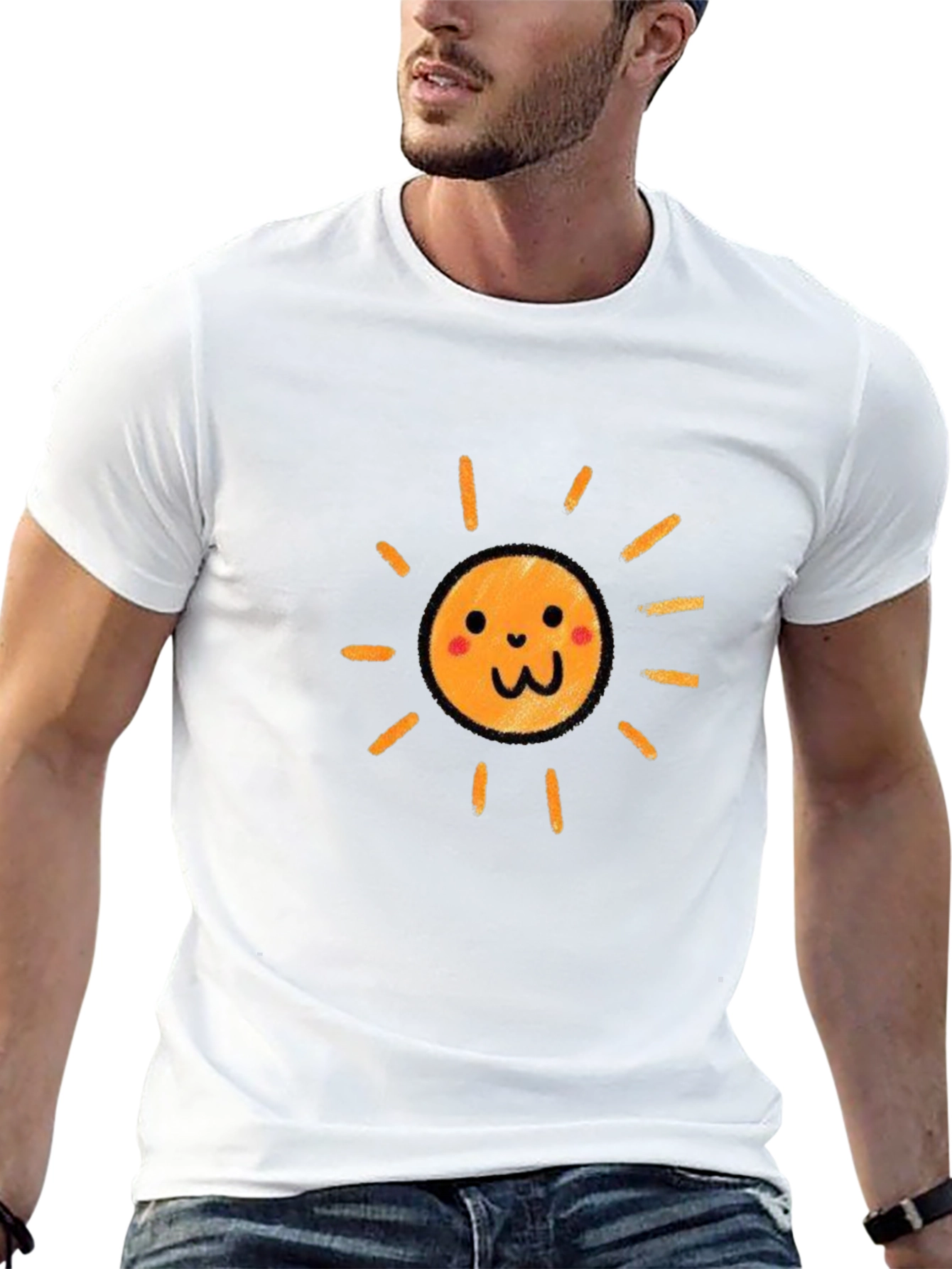Cute Smiling Sun Graphic Black T-Shirt