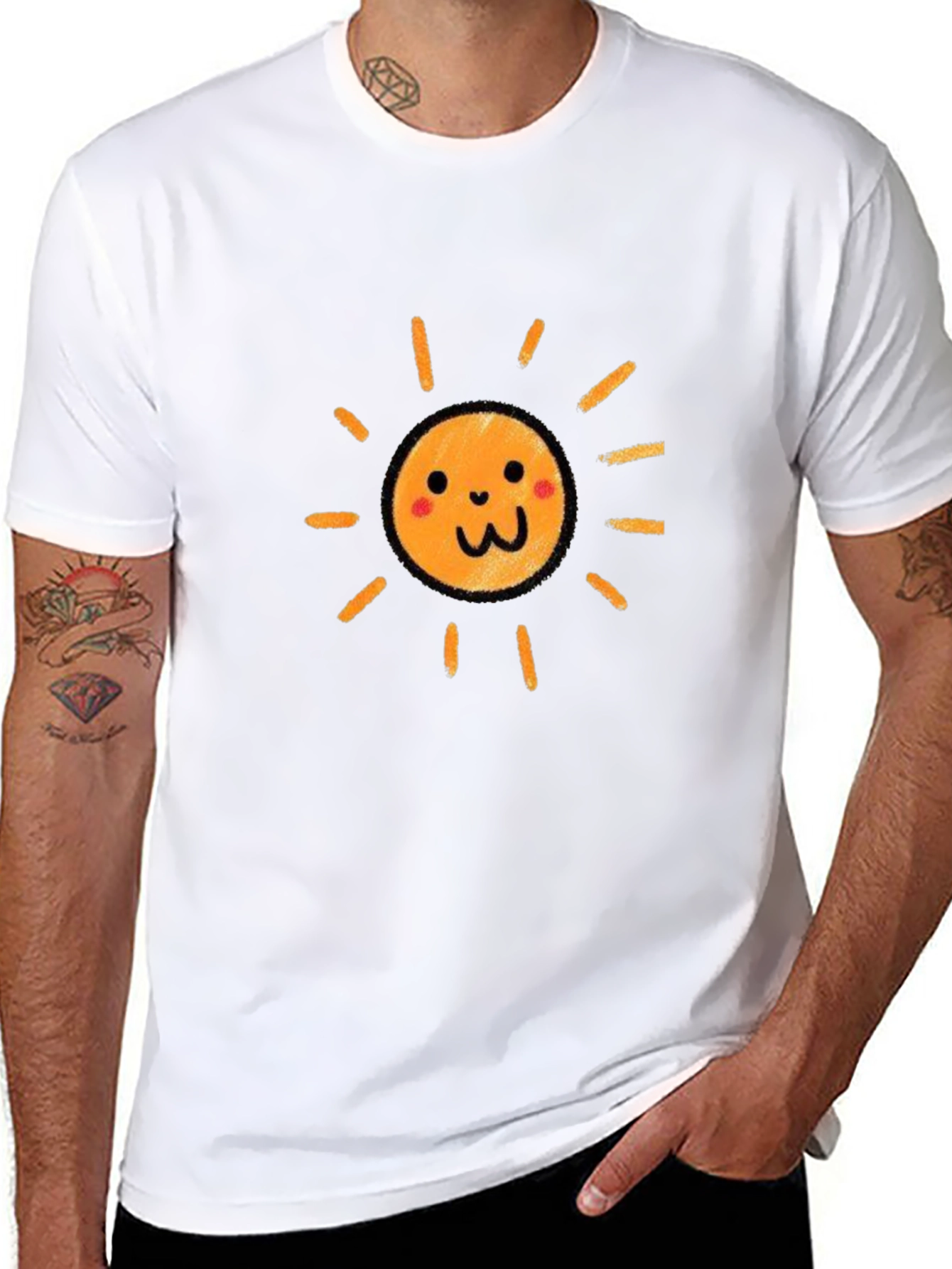 Cute Smiling Sun Graphic Black T-Shirt