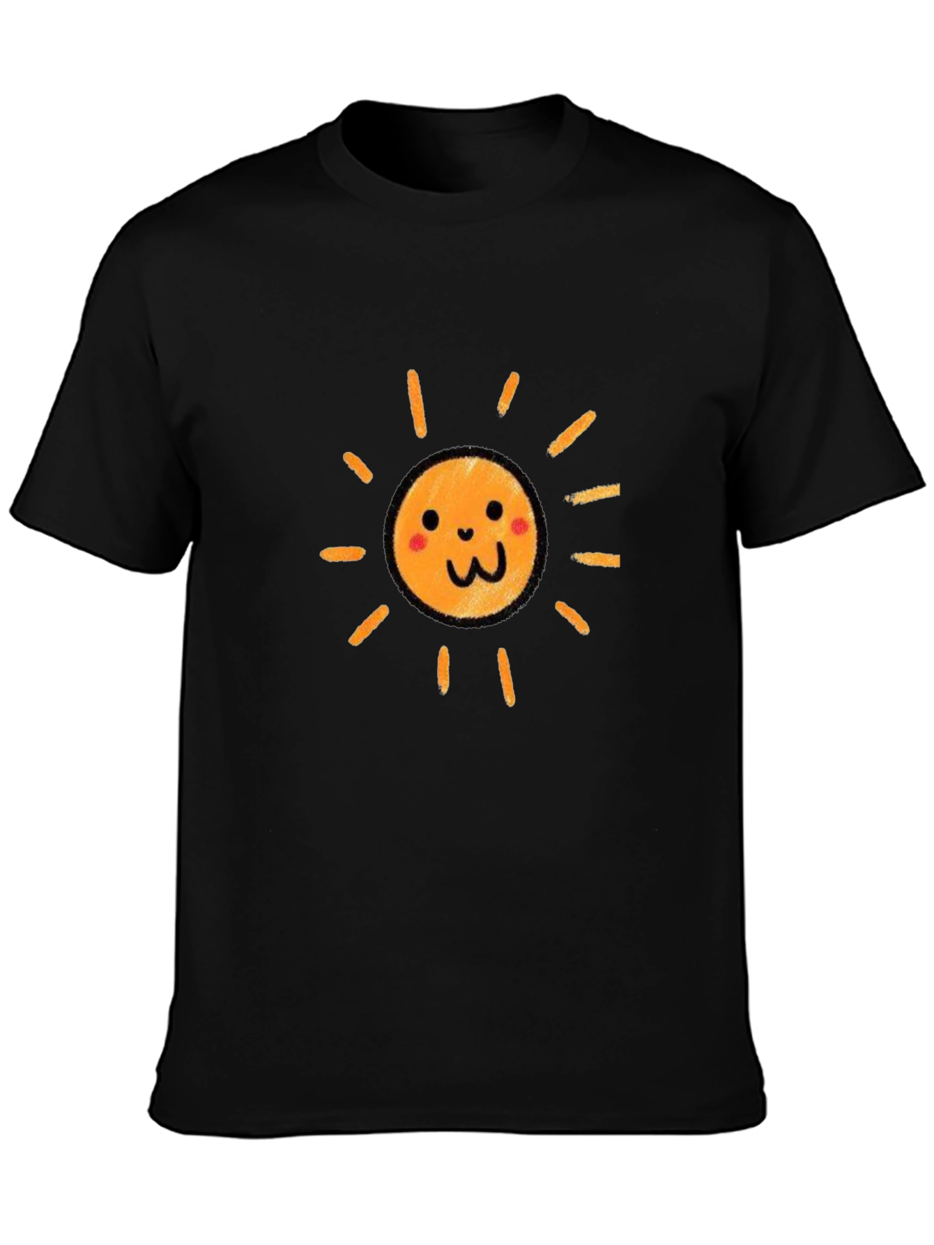 Cute Smiling Sun Graphic Black T-Shirt